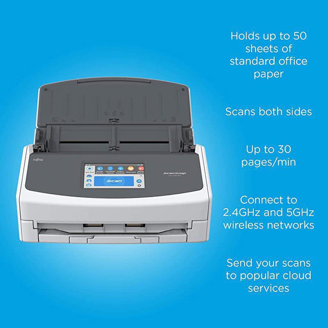 Alt view image 2 of 5 - ScanSnap iX1500 Color Duplex Document Scanner with Touch Screen for Mac and PC White Model 2020 Release