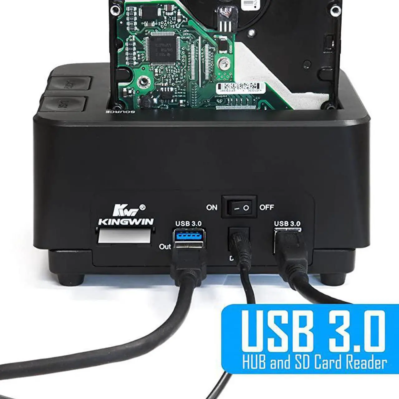 Alt view image 4 of 7 - USB 30 to Dual Bay SATASSD Hard Drive Dock w Offline Clone Function Compatible w 2535 SATA HDDSSD SATA IIIIII Build in USB 30 Hub SD Card Reader Support 2x8TB Drives amp UASP