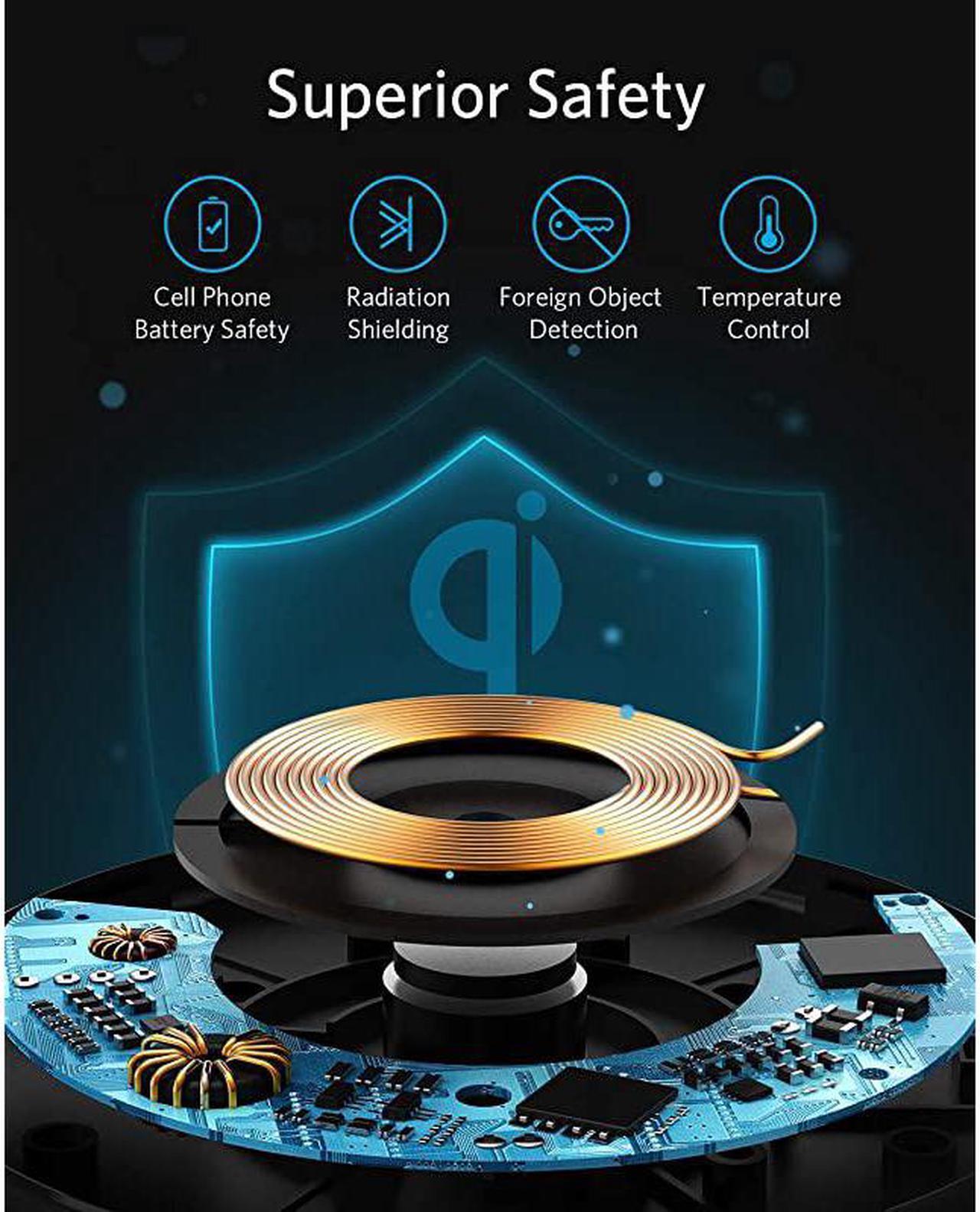 Alt view image 6 of 7 - Wireless Charger PowerWave Pad QiCertified 10W Max for iPhone SE 2020 11 11 Pro 11 Pro Max AirPods Galaxy S20 S10 Note 10 9 No AC Adapter Not Compatible with MagSafe Magnetic Charging