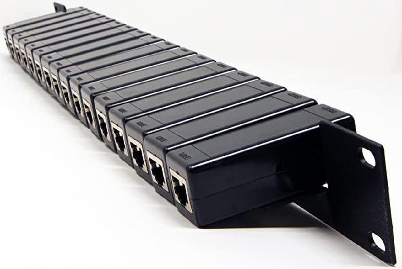 Alt view image 4 of 7 - Ethernet Surge Protector 19 RackMount 16 Port PoE+ Gigabit Server Rack Mount 1U Gas Discharge Tube RJ45 Lightning Suppressor LAN Network CAT5CAT6 Thunder Arrestor GbE 1000 Mbps  TP316