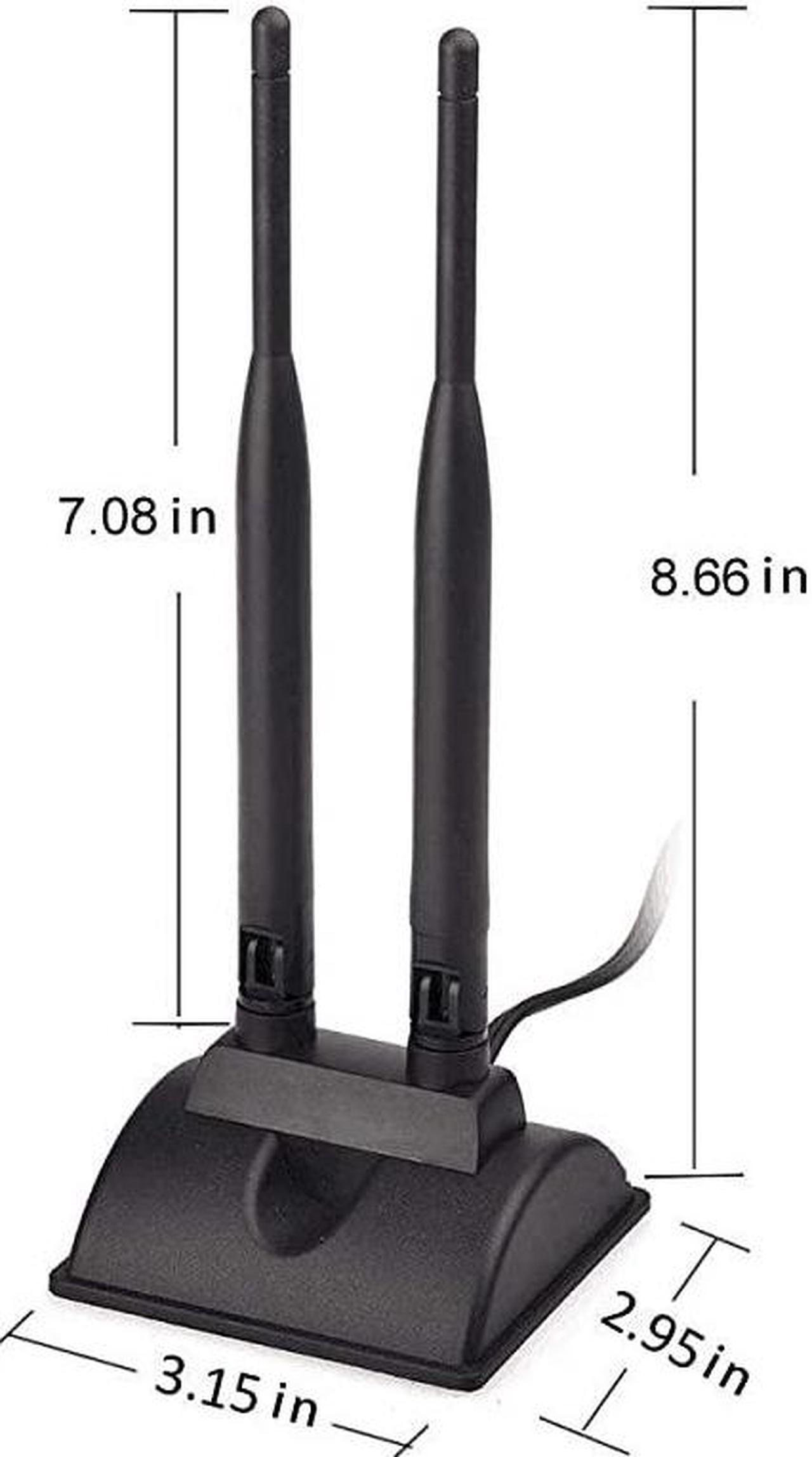 Alt view image 6 of 7 - Dual WiFi Antenna with RP-SMA Male Connector, 2.4GHz 5GHz Dual Band Antenna Magnetic Base for PCI-E WiFi Network Card USB WiFi Adapter Wireless Router
