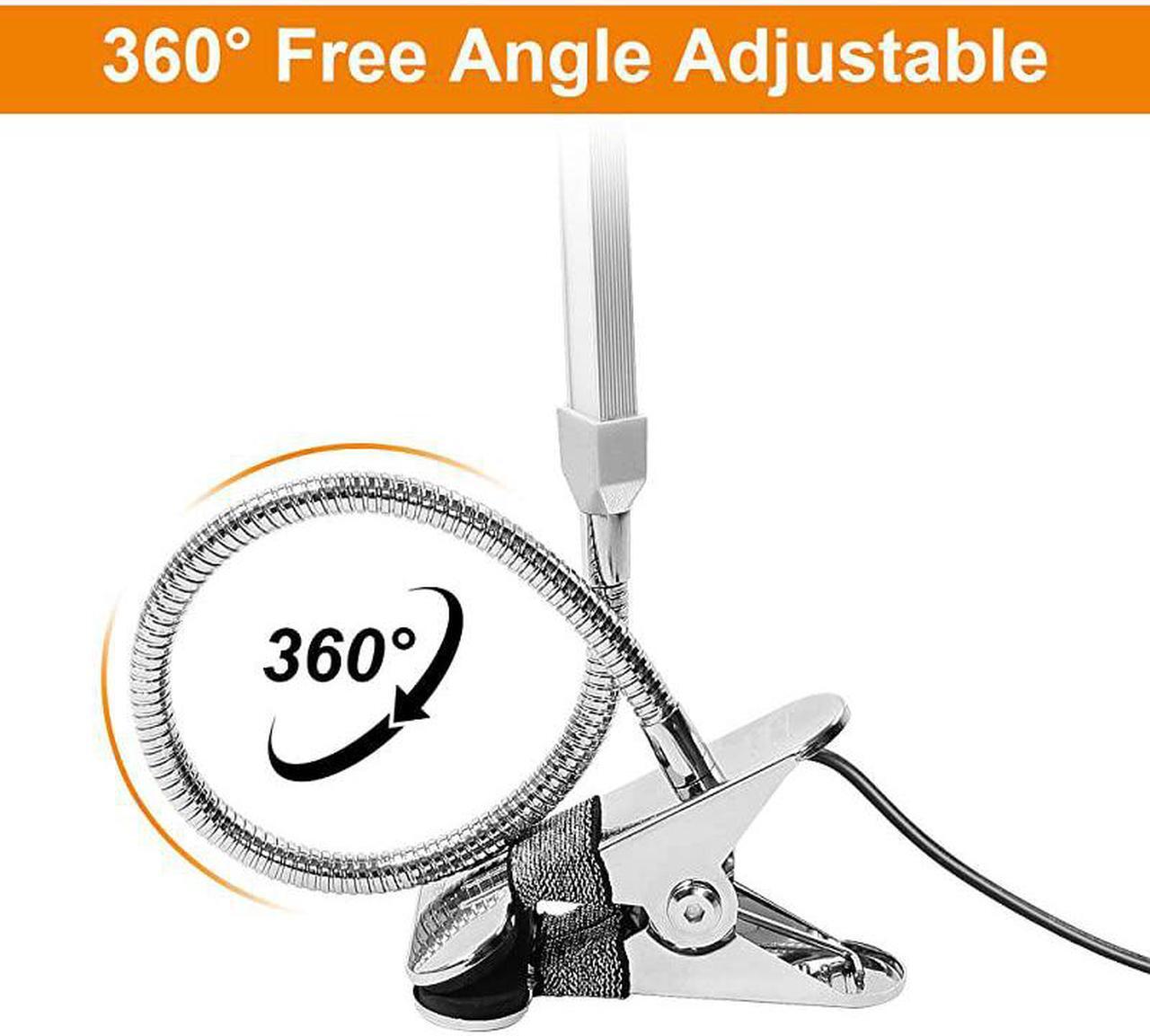 Alt view image 3 of 7 - 5W LED Clip on Light Reading Light with Flexible Gooseneck Eye Care 2 Color x 2 Brightness Night Light Clip on for Desk Bed headboard and Piano Silver
