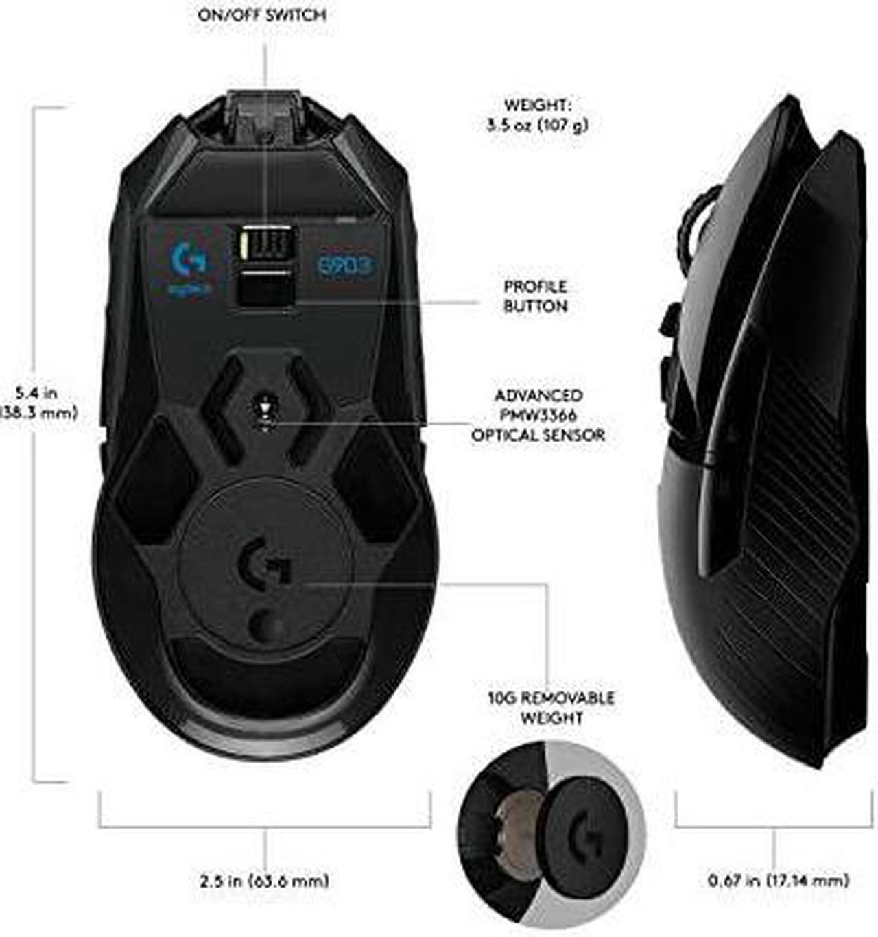 Alt view image 3 of 6 - G903 LIGHTSPEED Gaming Mouse with POWERPLAY Wireless Charging Compatibility