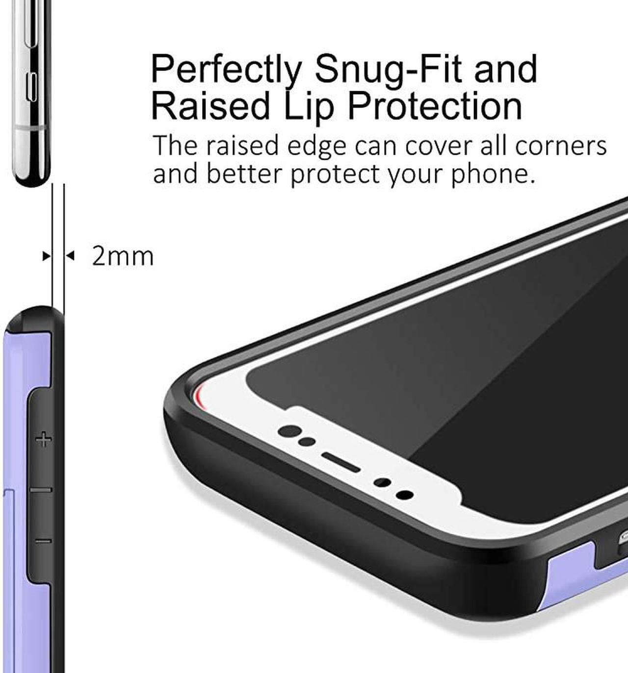 Alt view image 6 of 7 - Wallet Case for iPhone X Case with Card Holder Protective Case Dual Layer Shockproof Hard PC Soft Hybrid Rubber Anti Scratch Case for iPhone X iPhone Xs iPhone 10 5.8 inch Light Purple