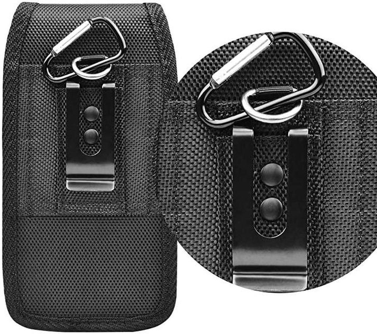 Alt view image 6 of 7 - Phone Holster for Samsung Galaxy S20 Ultra S20 Plus S10+ S9 S8 S7 J7 J3 A01 A11 A21 A51 A71 A10e A20 A30 A50 K51 Stylo 6 Nylon Cell Phone Belt Clip Holster Carrying Pouch w Card HolderBlack