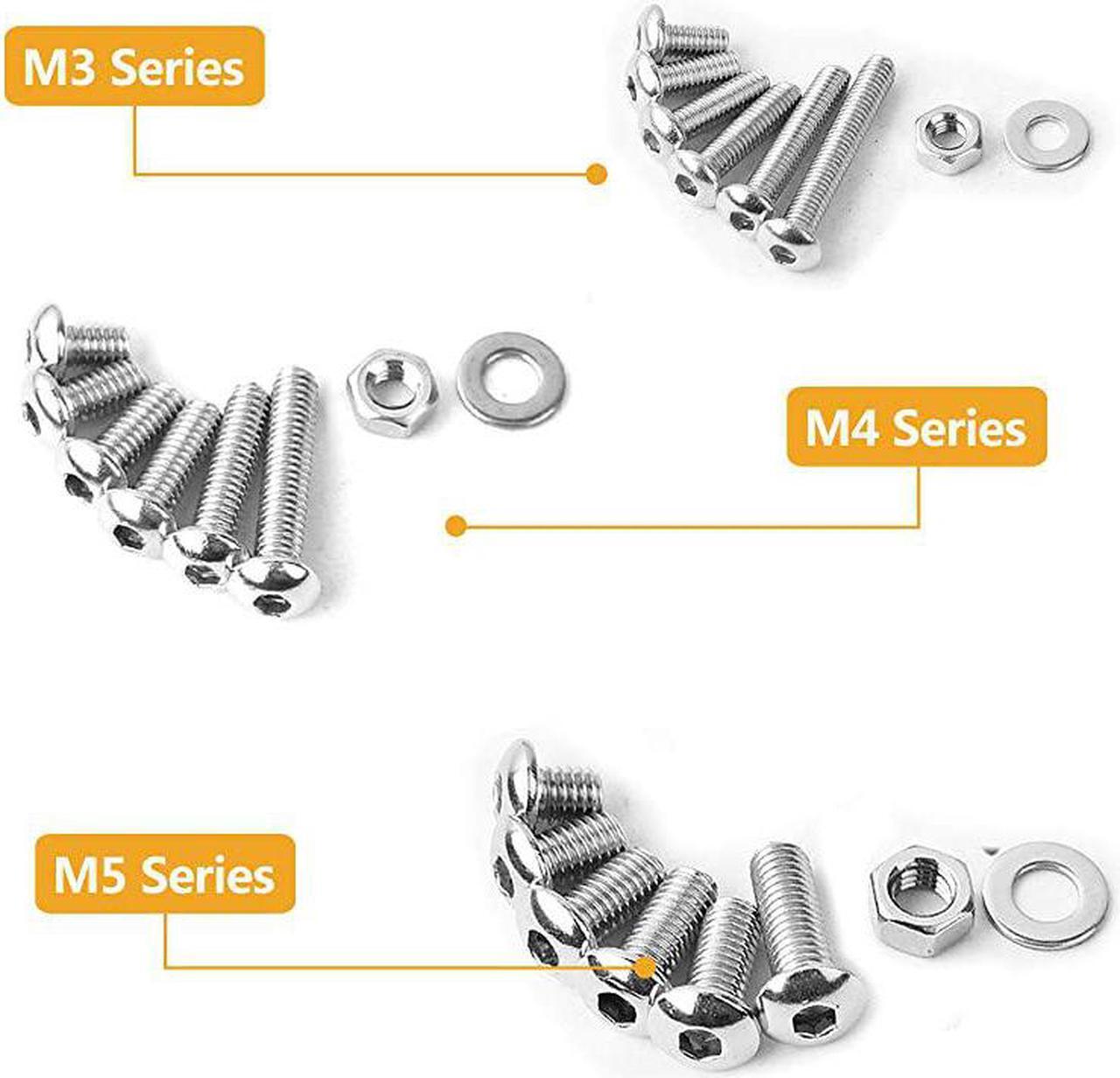 Alt view image 2 of 7 - Screws Bolts Nuts Washers Hardware Assortment Kit,Metric M3 M4 M 5 Hex Button Socket Head Cap Screws Nuts Assortment Set Kit