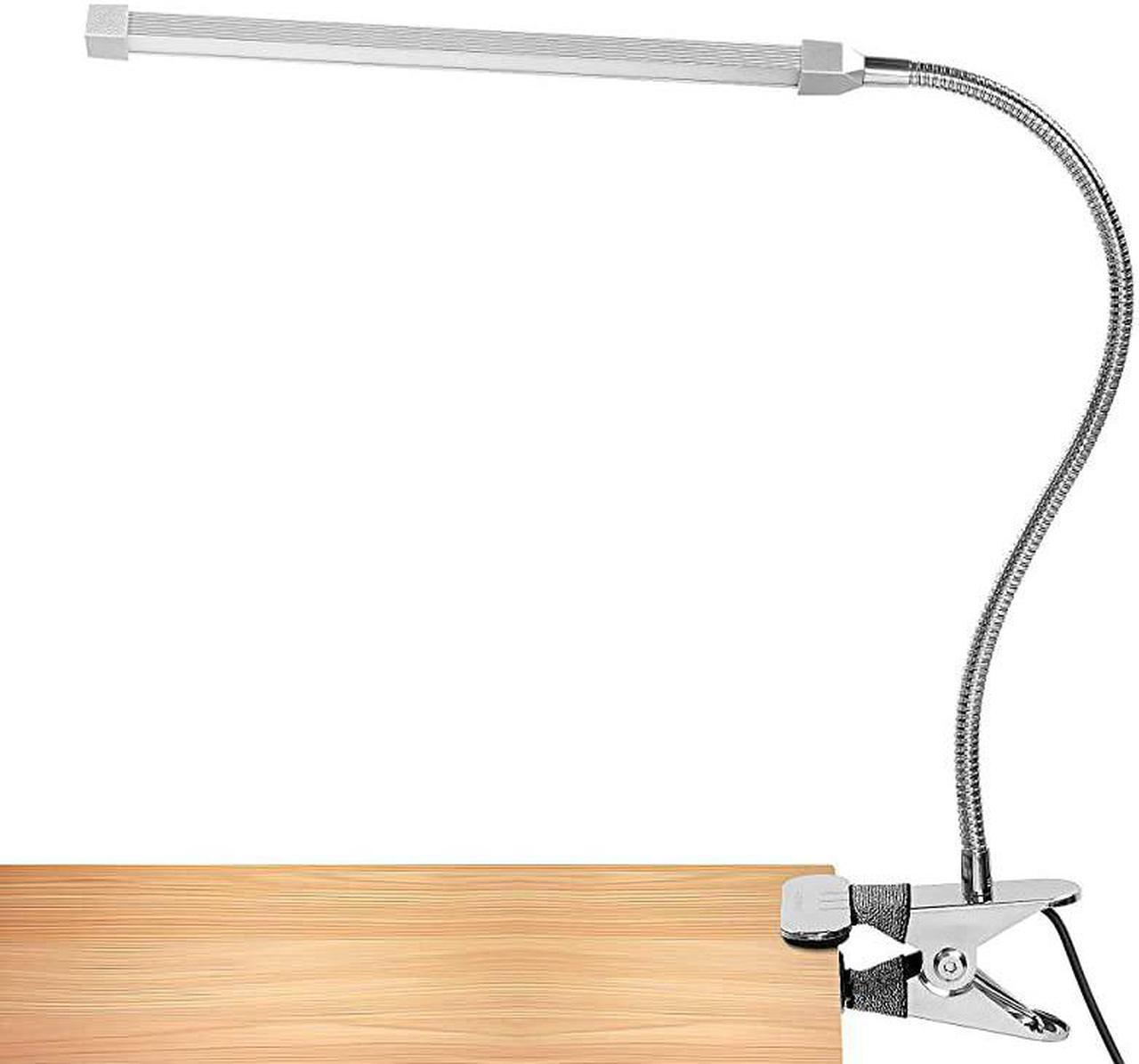 Main image of 5W LED Clip on Light Reading Light with Flexible Gooseneck Eye Care 2 Color x 2 Brightness Night Light Clip on for Desk Bed headboard and Piano Silver
