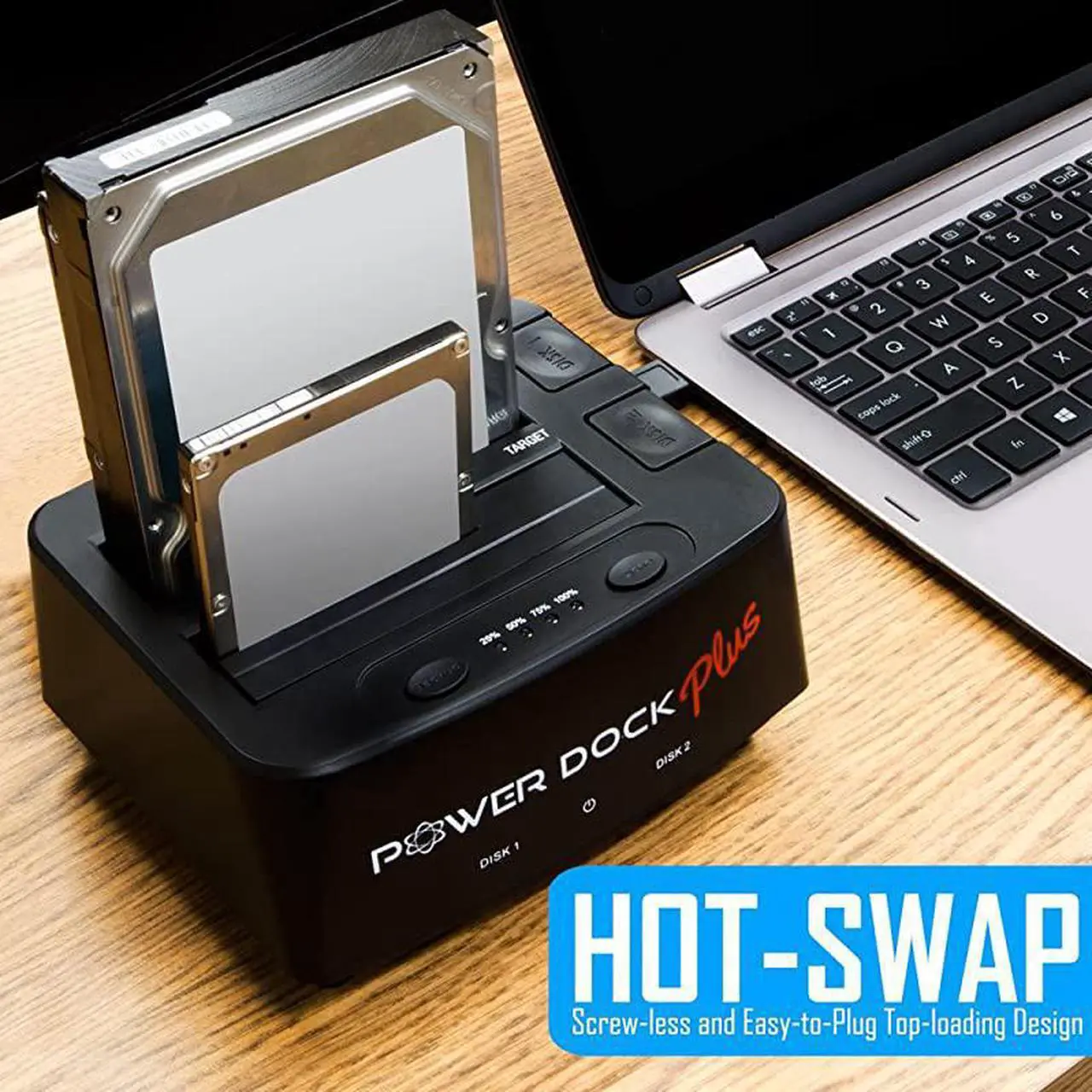Alt view image 3 of 7 - USB 30 to Dual Bay SATASSD Hard Drive Dock w Offline Clone Function Compatible w 2535 SATA HDDSSD SATA IIIIII Build in USB 30 Hub SD Card Reader Support 2x8TB Drives amp UASP