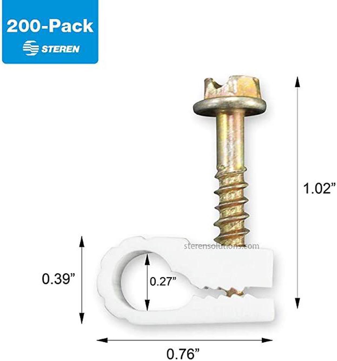 Alt view image 3 of 4 - Coaxial Cable Clips Cable Holder Wire Clips Siding Clips for Hanging Cord Holder for Desk Cable Clamps Cord Clip Wire Organizer Clips Tv Mount Screws White 200 Pack