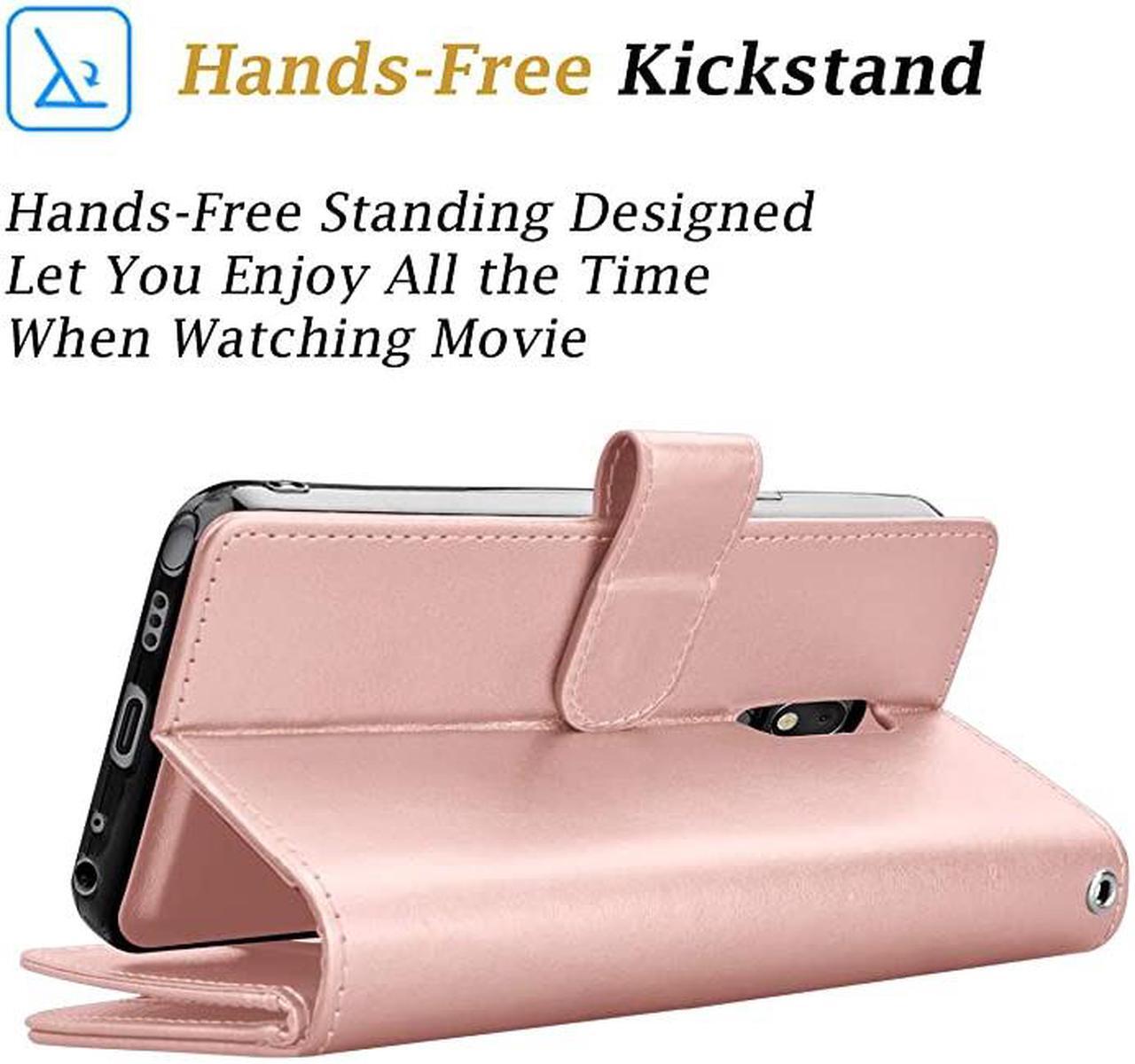 Alt view image 4 of 7 - LG Stylo 5 Wallet Case, LG Stylo 5 Plus/Stylo 5 Case Wallet PU Leather with 9 Card Slots ID Credit Card Holder Folio Flip Magnetic Detachable Phone Case & Wrist Strap for LG Stylo 5-Rose Gold