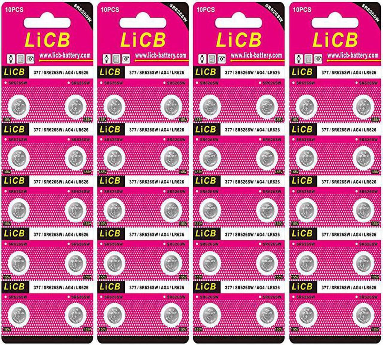 Main image of 40 Pack Watch Batteries Replacement SR626SW 377 377A 376 AG4 LR626LongLasting LeakProofHigh Capacity Silver Oxide 155V Battery for Watch