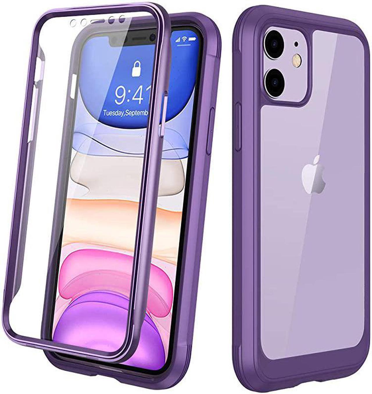 Main image of Compatible with iPhone 11 Case Full Body Rugged Case with Builtin Touch Sensitive AntiScratch Screen Protector Soft TPU Bumper Case Clear Compatible with iPhone 11 61 Purple and Clear