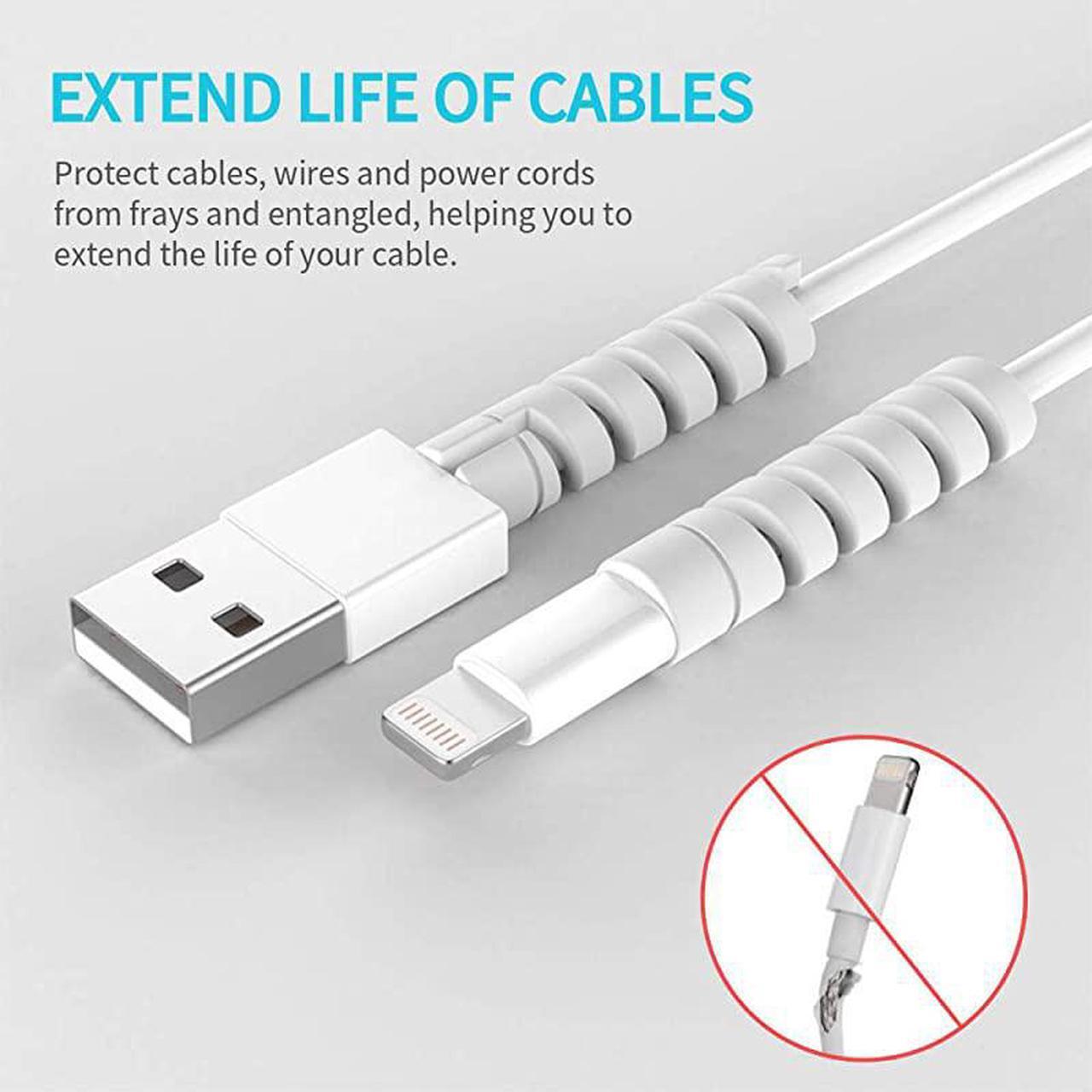 Alt view image 3 of 7 - Protector Spiral Phone Saver Lightning Charge Headphone USB Cord PC and Notebook Protector Fit for All Cell Phone 8 PCS Grey