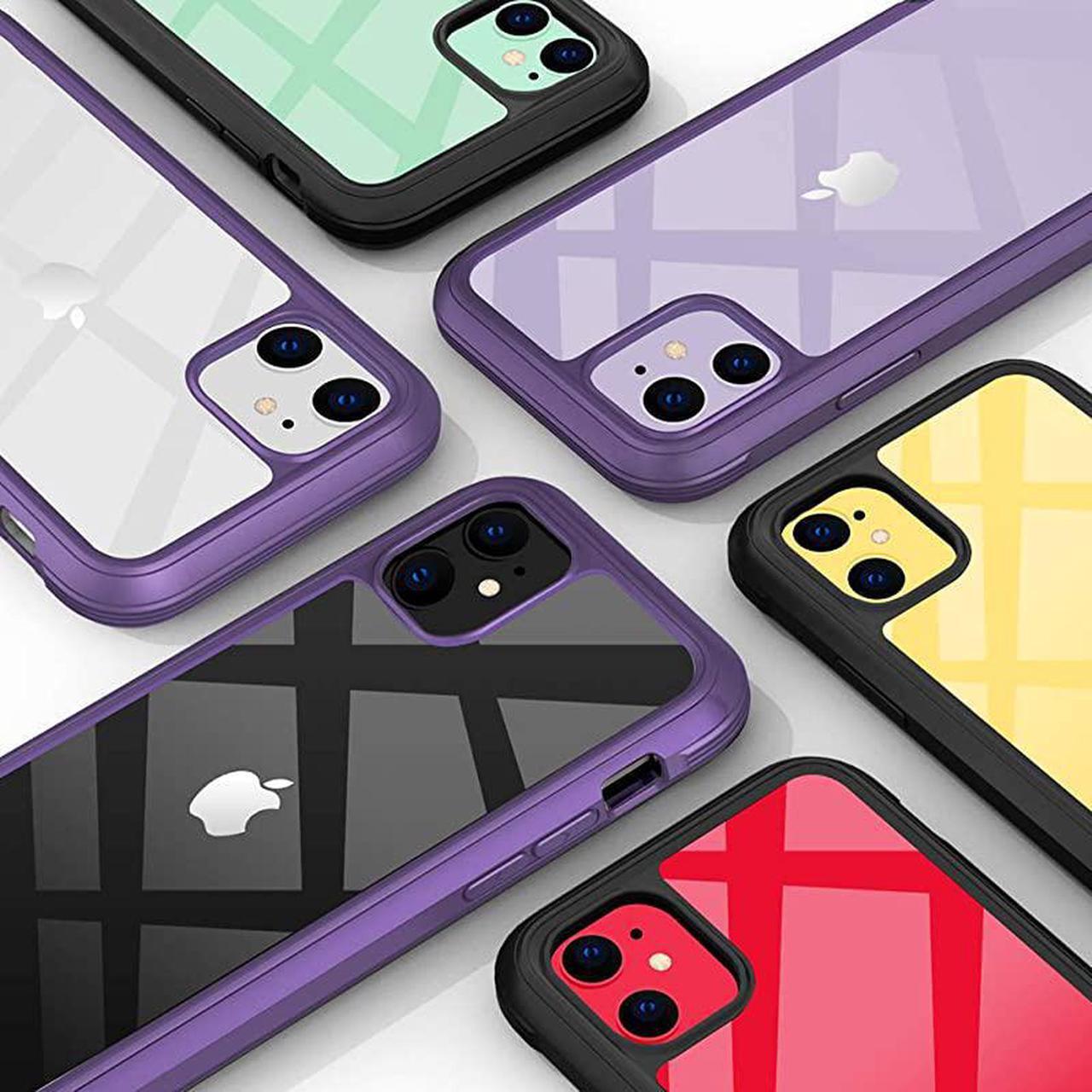 Alt view image 6 of 7 - Compatible with iPhone 11 Case Full Body Rugged Case with Builtin Touch Sensitive AntiScratch Screen Protector Soft TPU Bumper Case Clear Compatible with iPhone 11 61 Purple and Clear
