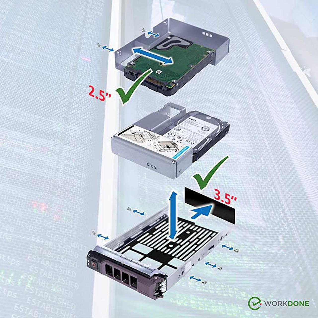 Alt view image 4 of 7 - 35 inch Hard Drive Caddy Tray Compatible for Dell PowerEdge Servers with 25 inch HDD Adapter NVMe SSD SAS SATA Bracket Simply and Easy Carrier Setup with Installation Manual