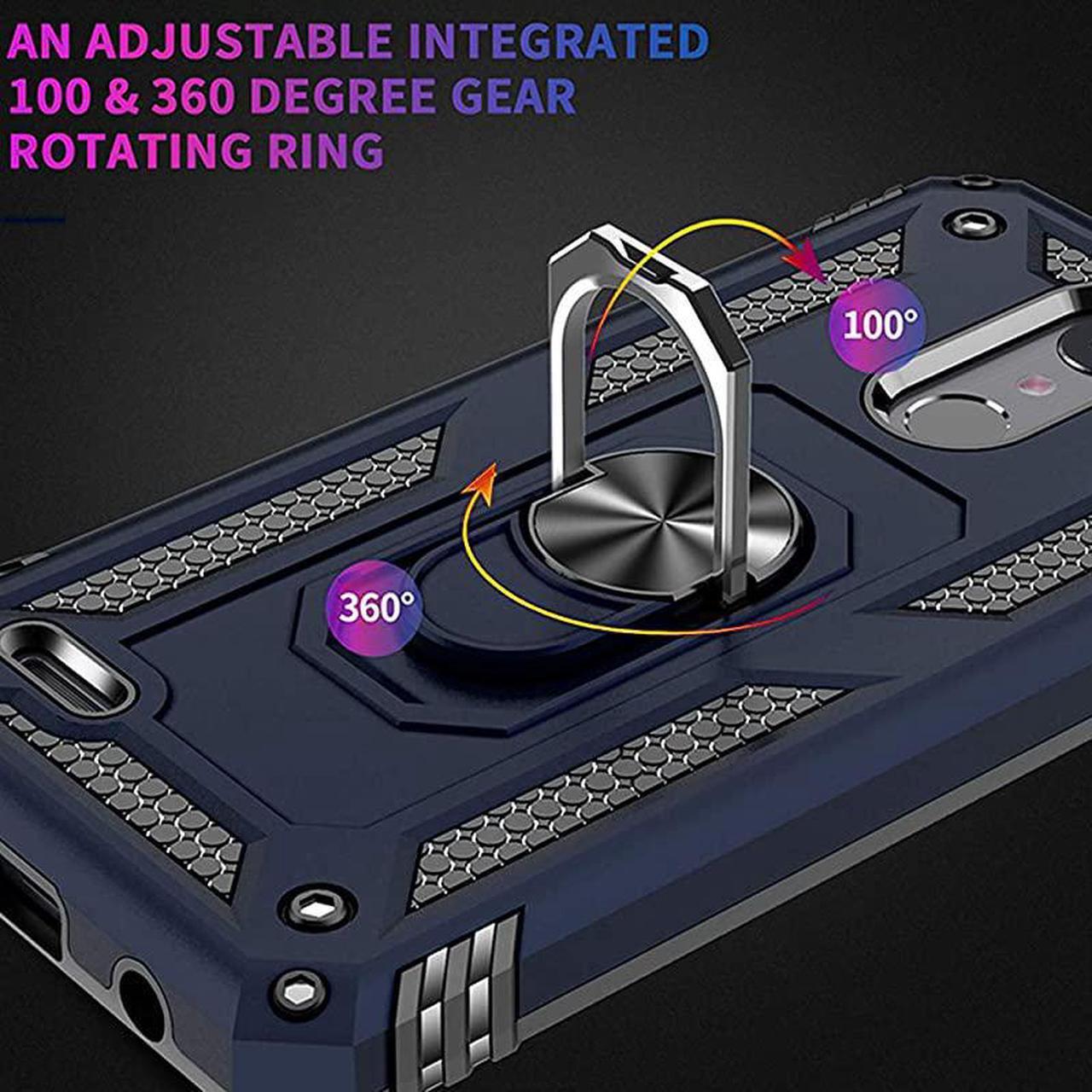 Alt view image 4 of 7 - Phone Case Compatible with LG Aristo 4,Aristo 4 Plus +,Escape Plus,K30 2019,Arena 2,Tribute Royal,Journey LTE, [Full Coverage Tempered Glass Screen Protector] Metal Ring Magnetic Support (Blue)