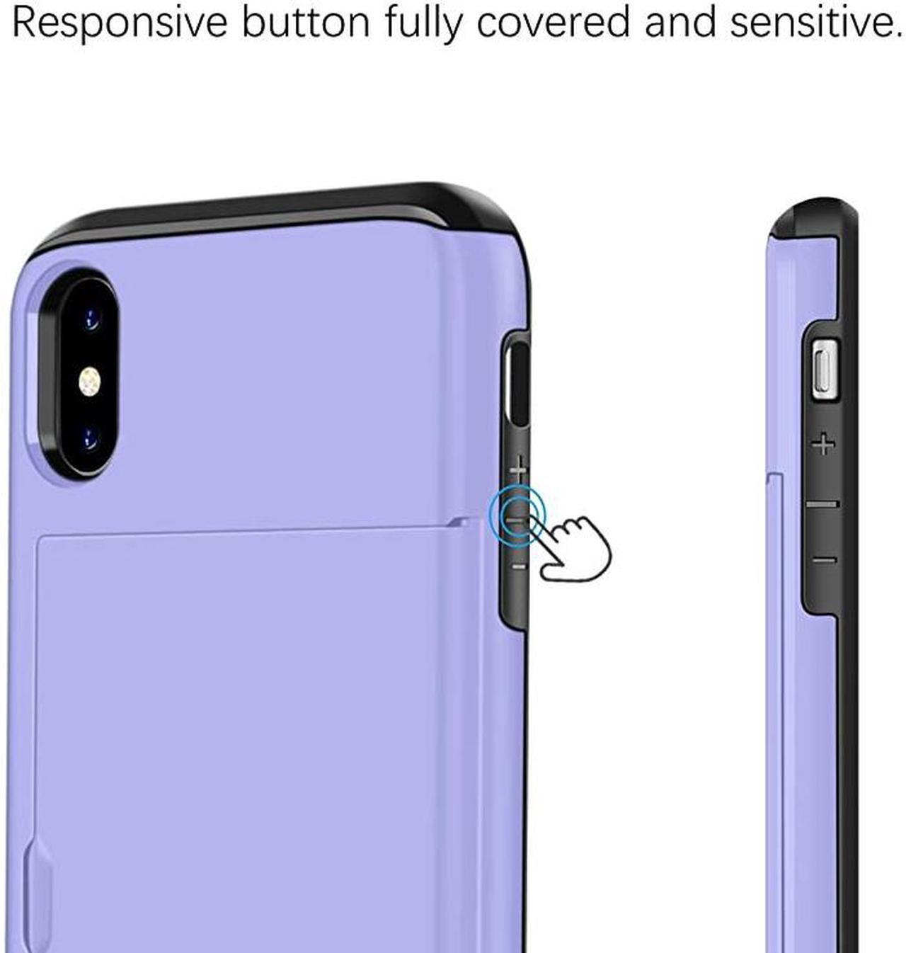 Alt view image 4 of 7 - Wallet Case for iPhone X Case with Card Holder Protective Case Dual Layer Shockproof Hard PC Soft Hybrid Rubber Anti Scratch Case for iPhone X iPhone Xs iPhone 10 5.8 inch Light Purple