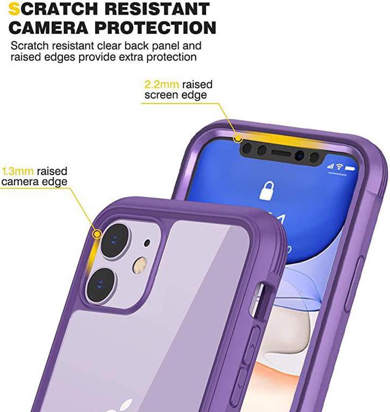 Alt view image 4 of 7 - Compatible with iPhone 11 Case Full Body Rugged Case with Builtin Touch Sensitive AntiScratch Screen Protector Soft TPU Bumper Case Clear Compatible with iPhone 11 61 Purple and Clear