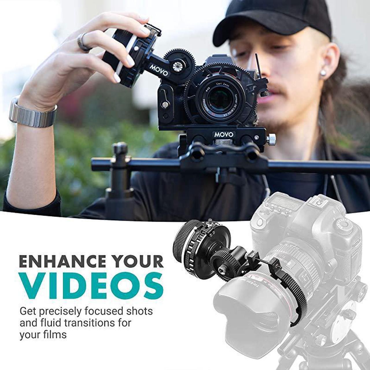 Alt view image 3 of 6 - F2X Precision Follow Focus System with Hard Stops and 65mm 75mm 85mm Adjustable Gear Rings