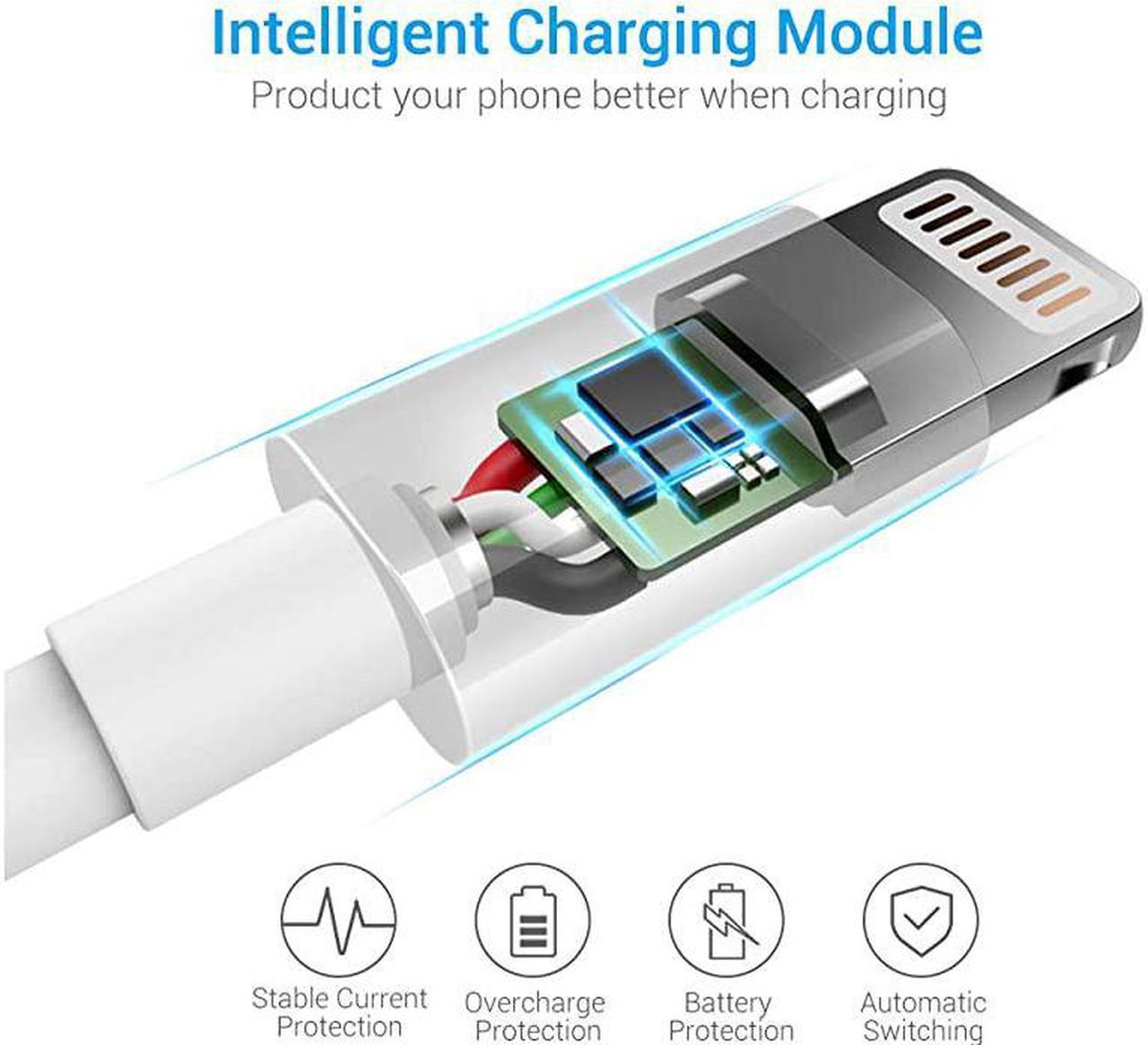 Alt view image 5 of 7 - Cable MFi Certified iPhone Charger 3Pack 6ft Durable to USB A Charging Cable Cord Compatible with iPhone 12 SE 2020 11 Xs Max XR X 8 7 6S 6 Plus 5S iPad Pro iPod Airpods White