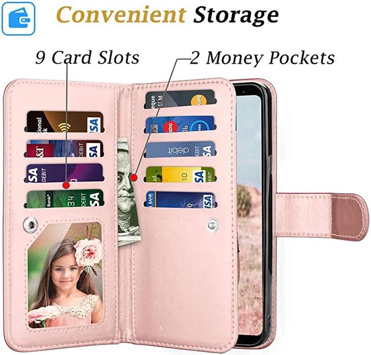 Alt view image 2 of 7 - LG Stylo 5 Wallet Case, LG Stylo 5 Plus/Stylo 5 Case Wallet PU Leather with 9 Card Slots ID Credit Card Holder Folio Flip Magnetic Detachable Phone Case & Wrist Strap for LG Stylo 5-Rose Gold