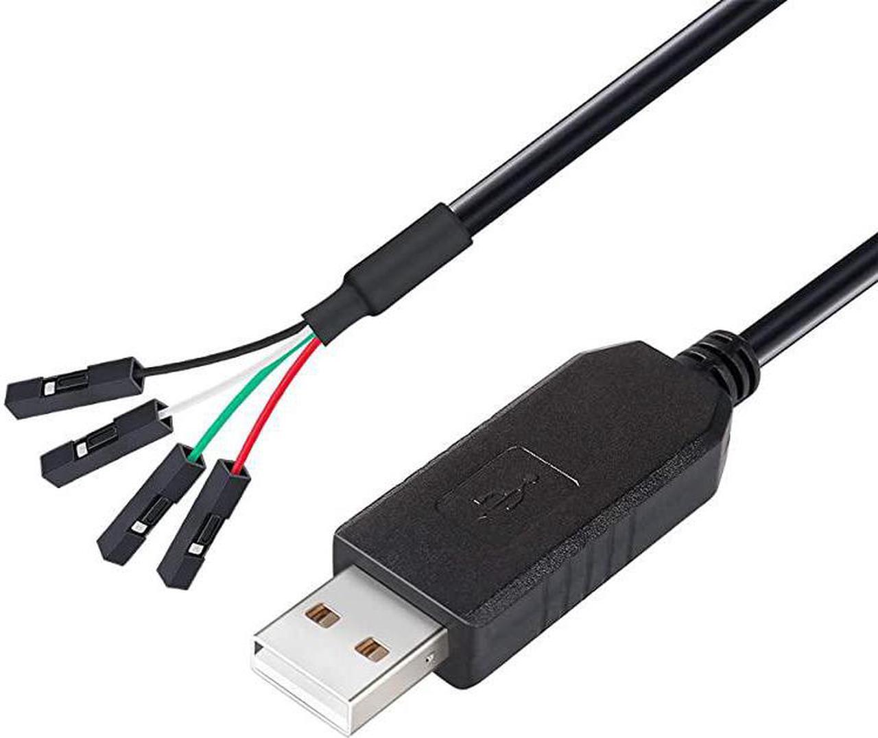 Main image of USB to TTL Serial 33V Adapter Cable TX RX Signal 4 Pin 01 inch Pitch Female Socket PL2303 Prolific Chip Windows 10 8 7 XP Vista 6ft Black