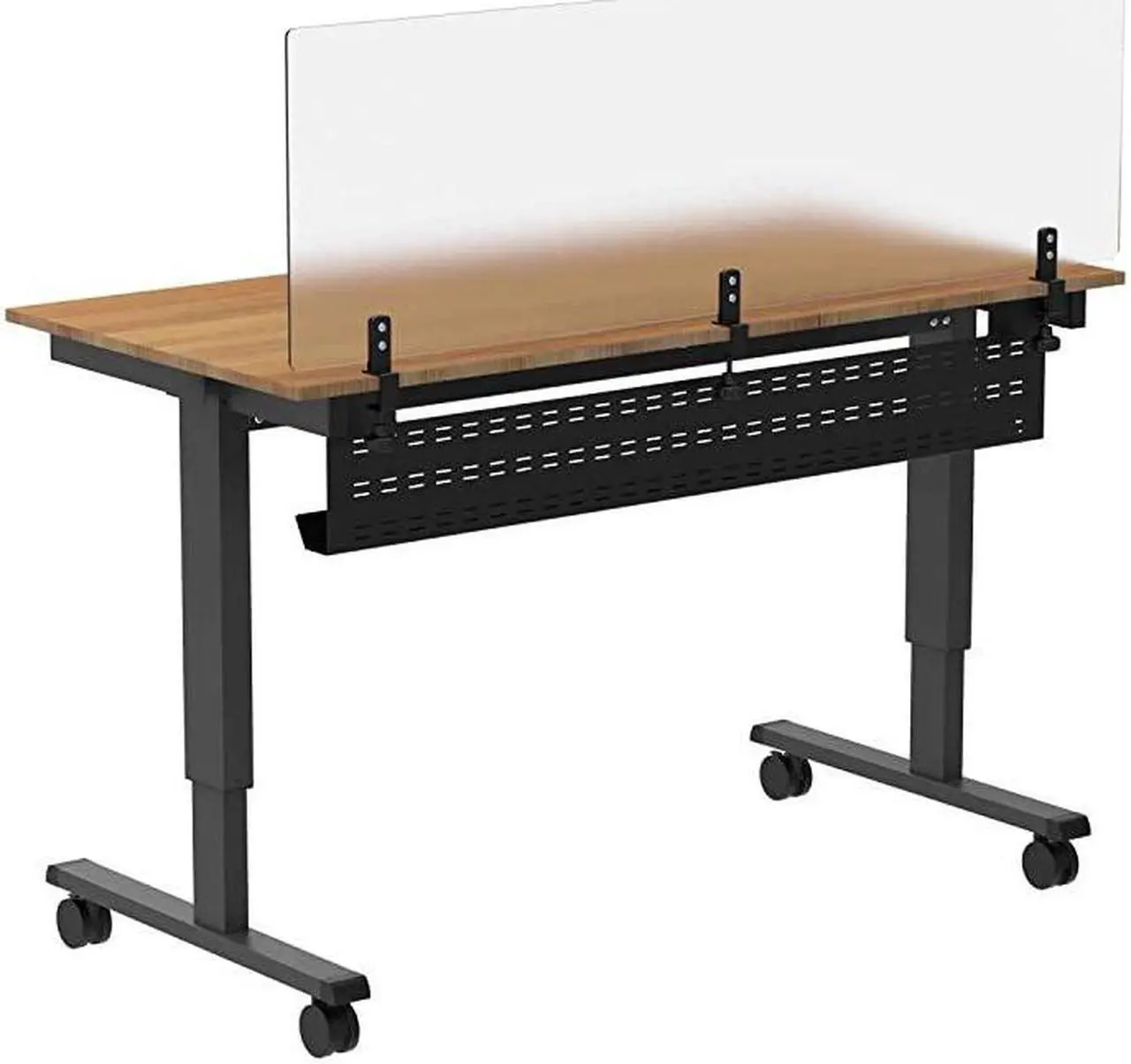 Alt view image 2 of 2 - Desk Cable Management Tray 39 Length Black Horizontal Computer Cord Raceway and Modesty Panel for 48 W Desks
