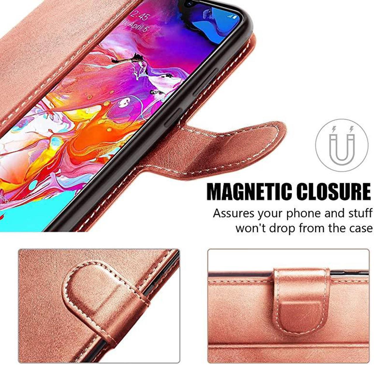 Alt view image 5 of 7 - iPhone 6 Plus iPhone 6S Plus Case Premium PU Leather Simple Wallet Case TPU Bumper [Card Slots] [Kickstand] [Magnetic Closure] Shockproof Flip Cover for Apple iPhone 6P iPhone 6SP Rose Gold