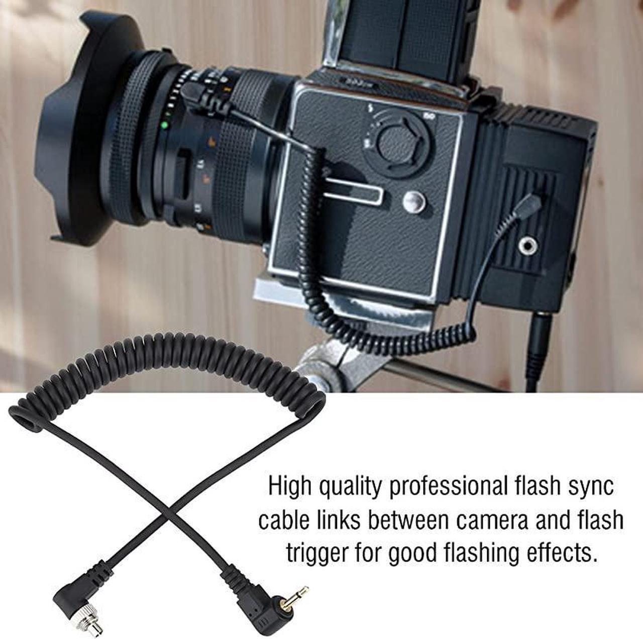 Alt view image 2 of 7 - 25mm to Male Flash PC Sync Cable Cord with Screw Lock Extended Coiled Wire
