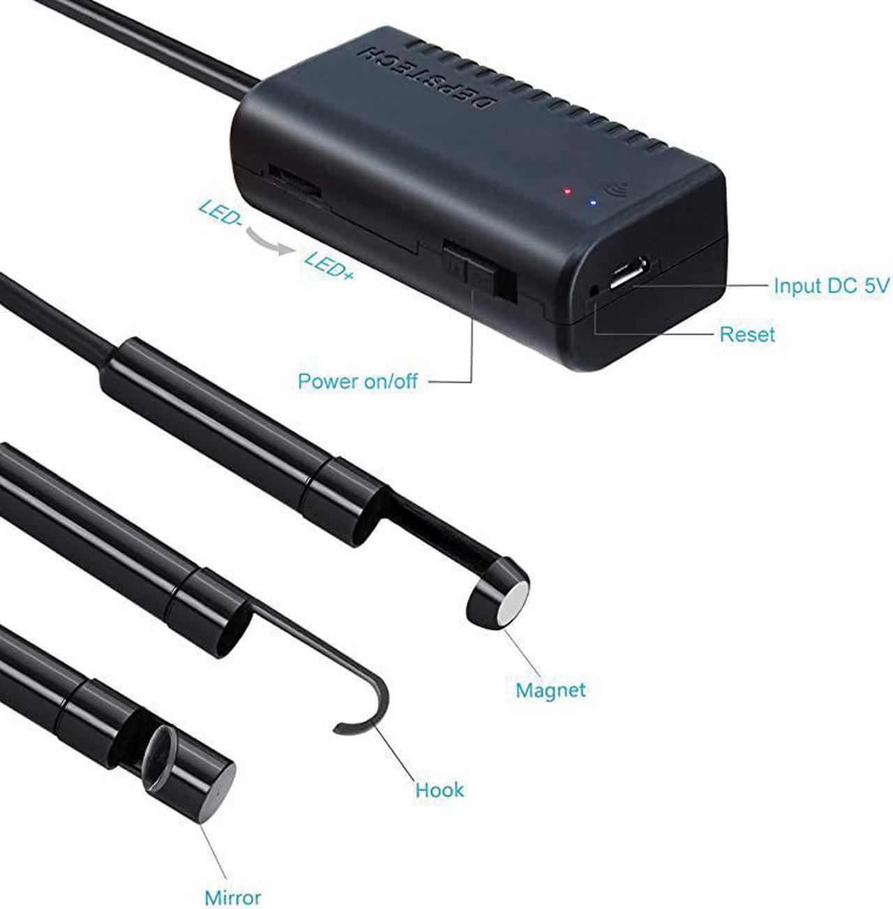 Alt view image 7 of 7 - Wireless Endoscope IP67 Waterproof WiFi Borescope Inspection 20 Megapixels HD Snake Camera for Android and iOS Smartphone iPhone Samsung Tablet Black115FT