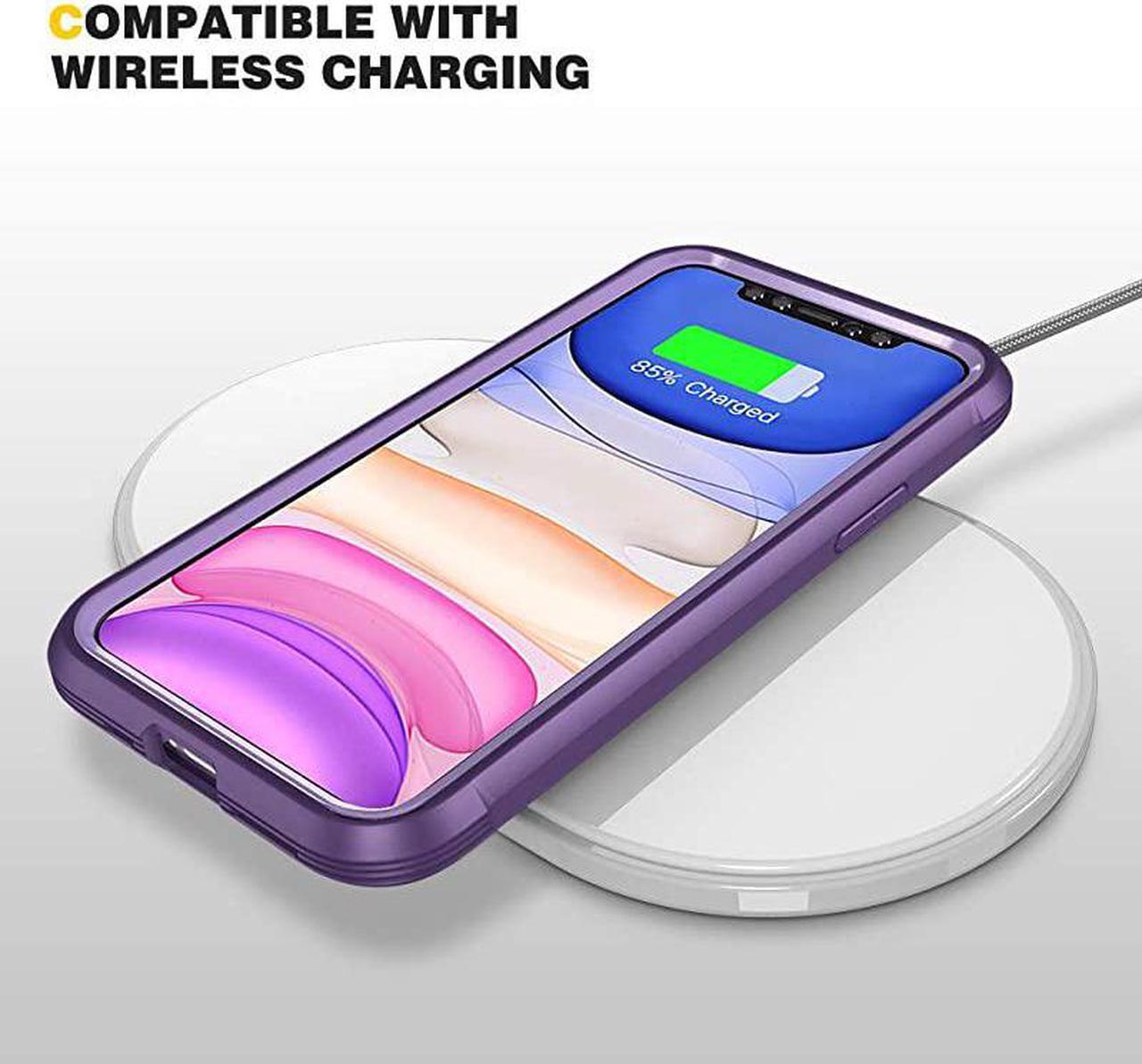 Alt view image 5 of 7 - Compatible with iPhone 11 Case Full Body Rugged Case with Builtin Touch Sensitive AntiScratch Screen Protector Soft TPU Bumper Case Clear Compatible with iPhone 11 61 Purple and Clear