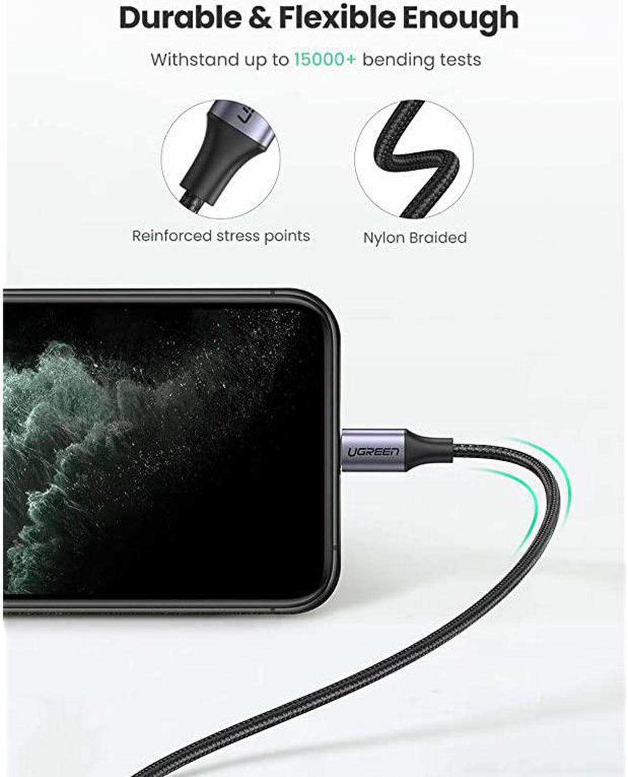 Alt view image 5 of 7 - USB-C to Lightning Cable 6FT MFi-Certified Nylon Braided Fast Power Delivery Charging Cable for iPhone 12 Mini 12 Pro Max 11 Pro Max XR XS Max 8 Plus AirPods Grey