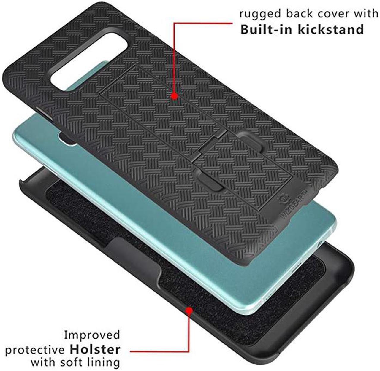 Alt view image 3 of 7 - Samsung Galaxy S10 Plus Holster  Shell Holster Combo Case for Samsung Galaxy S10 Plus Holster with KickStand and Belt Clip for S10 Plus Only