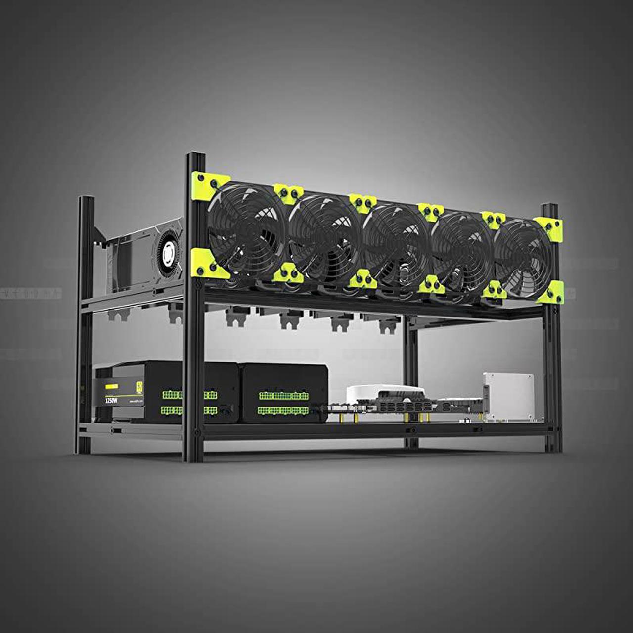 Alt view image 3 of 7 - V3C 6GPU Mining Case Aluminum Stackable Mining Rig Open Air Frame Case with Fan Mount EthereumETHETCZCashZECMoneroXMRBitcoinBTCSiacoinSC