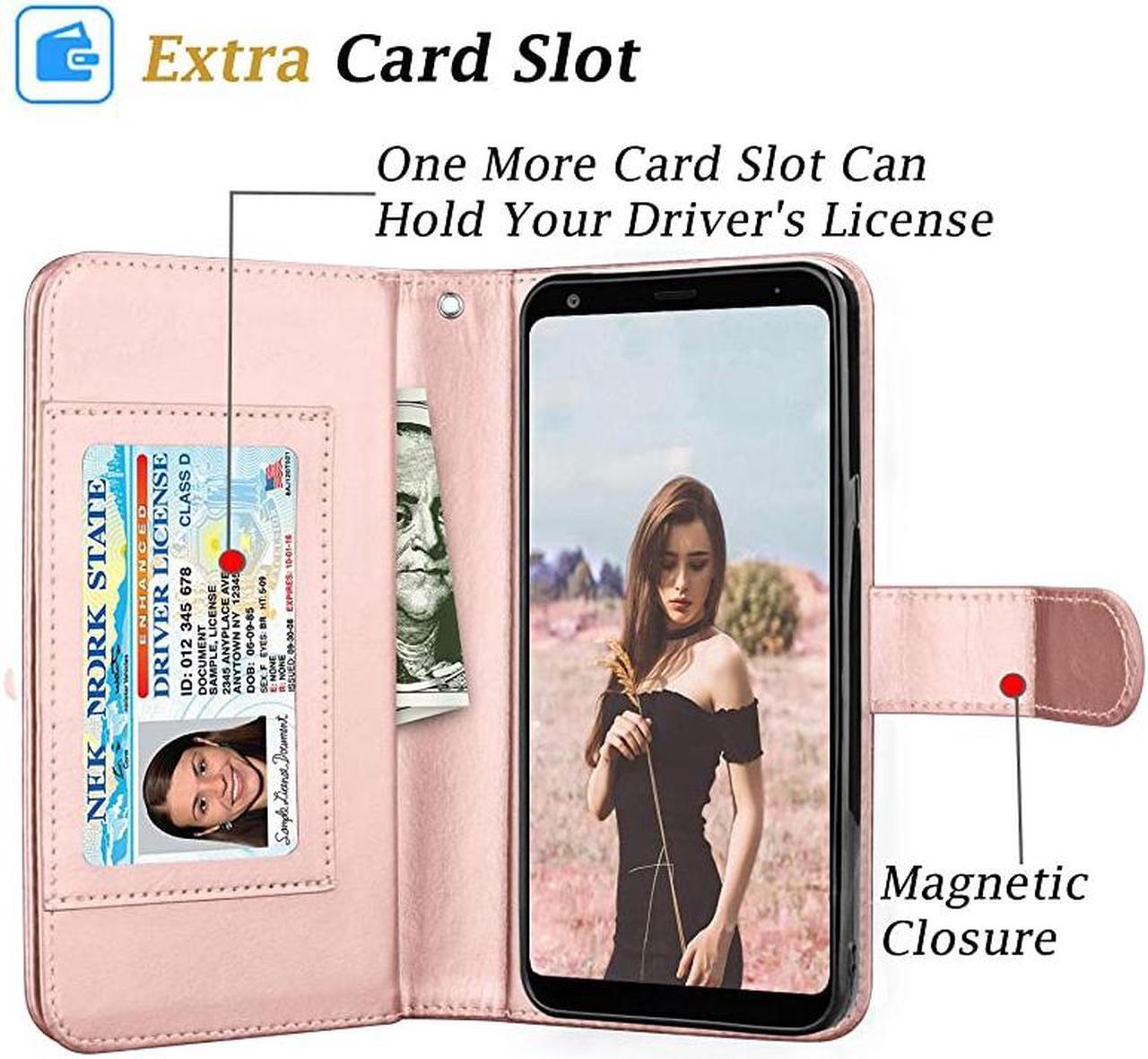 Alt view image 3 of 7 - LG Stylo 5 Wallet Case, LG Stylo 5 Plus/Stylo 5 Case Wallet PU Leather with 9 Card Slots ID Credit Card Holder Folio Flip Magnetic Detachable Phone Case & Wrist Strap for LG Stylo 5-Rose Gold