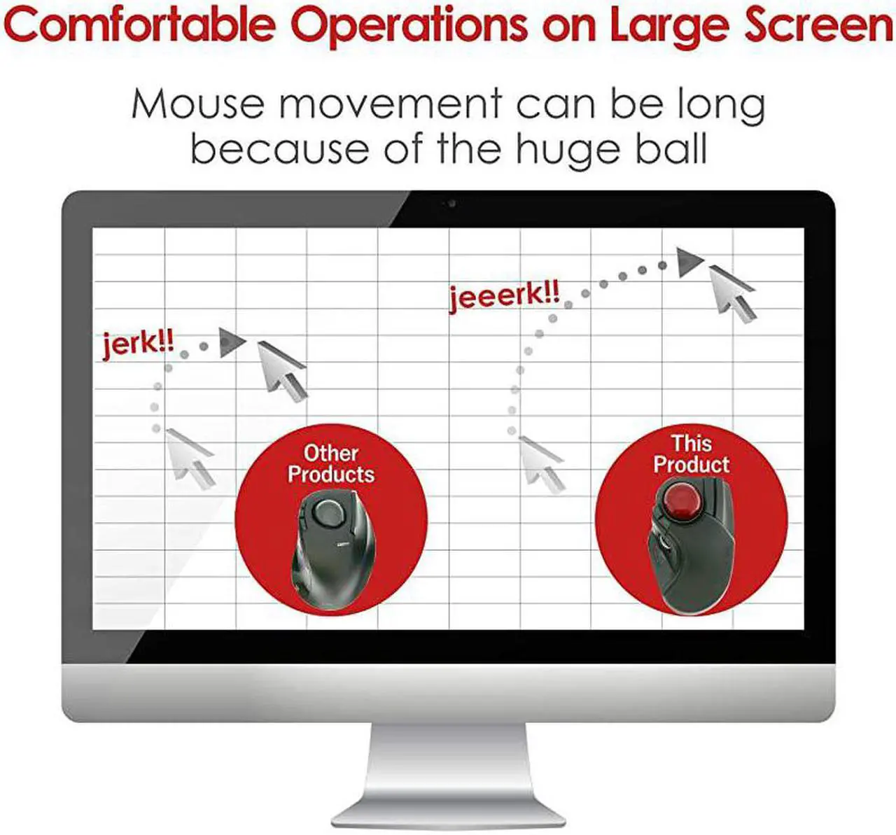 Alt view image 2 of 7 - 24GHz Wireless Fingeroperated Large size Trackball Mouse 8Button Function with Smooth Tracking Precision Optical Gaming Sensor MHT1DRBK