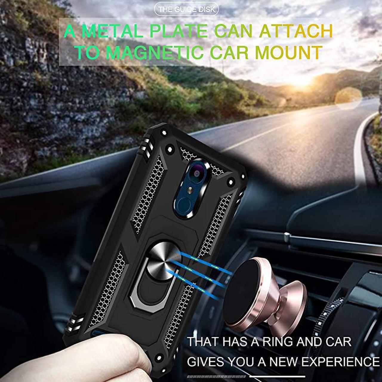 Alt view image 6 of 7 - Phone Case Compatible with LG Aristo 4,Aristo 4 Plus +,Escape Plus,K30 2019,Arena 2,Tribute Royal,Journey LTE, [Full Coverage Tempered Glass Screen Protector] Metal Ring Magnetic Support (Blue)