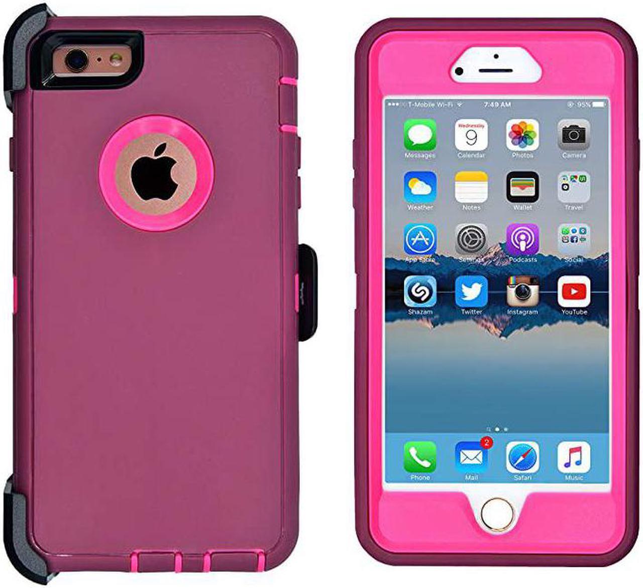 Alt view image 3 of 6 - Cover Compatible with iPhone 6 6S NOT Plus | 2in1 Screen Protector Holster Case | Full Body Military Grade Protection with Carrying Belt Clip | Protective DropProof ShockProof