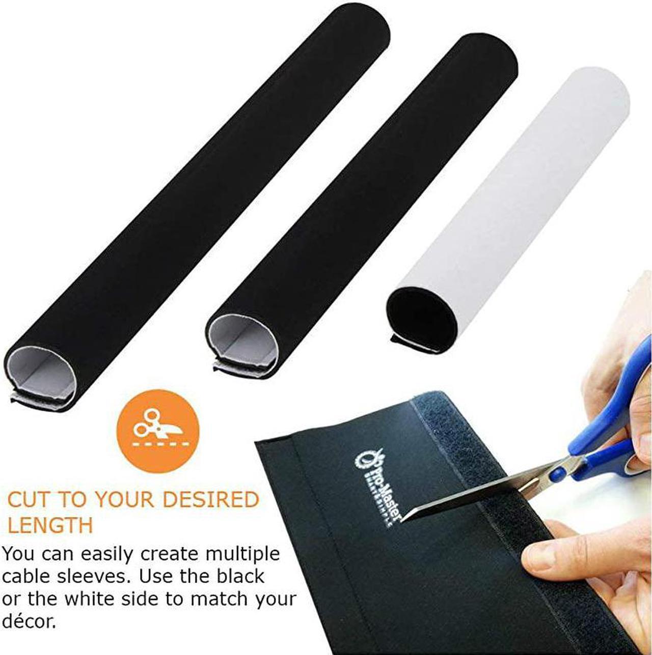 Alt view image 4 of 7 - Design PREMIUM 63 Cable Management Sleeve Best Cords Organizer System for TV Computer Office Home Entertainment DIY Adjustable Black White Cord Sleeves Wire Cover Concealer Wrap