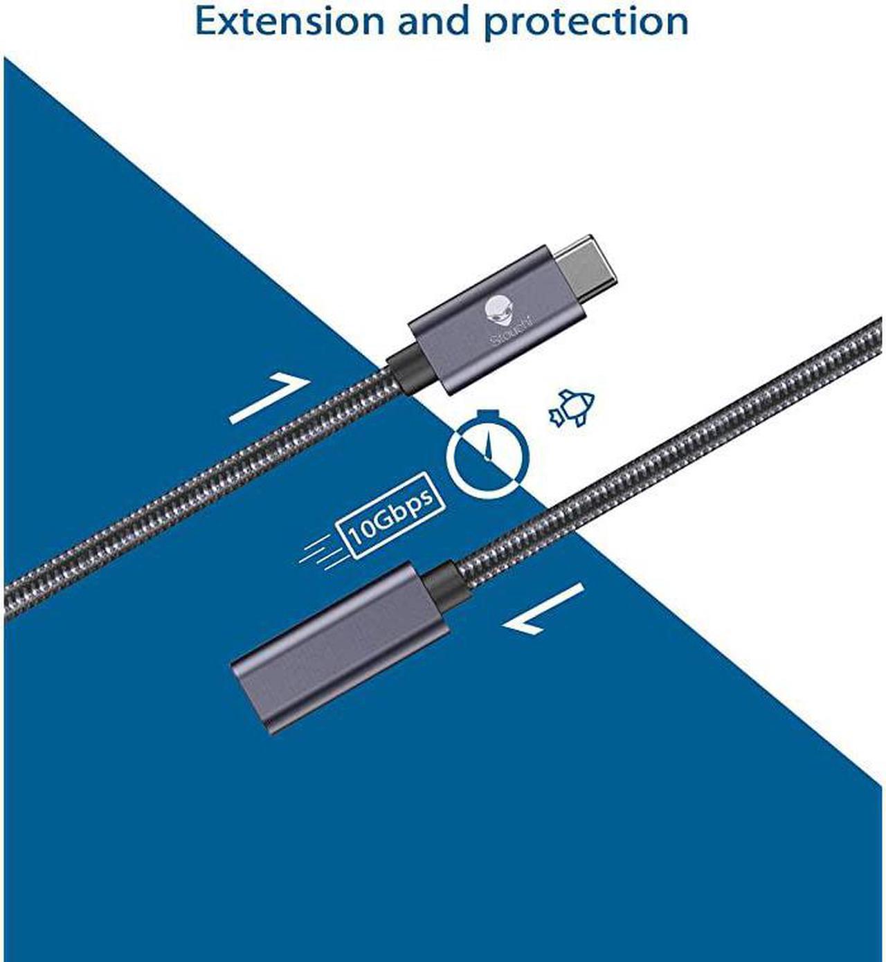 Alt view image 3 of 7 - USB C Extension Cable,  10Gbps USB Type C 3.1 Male to Female Fast Charging & Audio Data Transfer for 2020 iPad Pro, Nintendo Switch, Thunderbolt 3 MacBook Pro, Google Pixel 2 2 XL 3(1.64 FT)