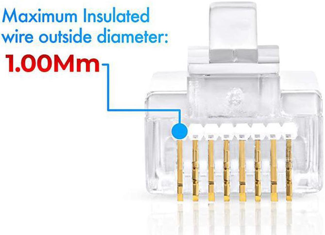 Alt view image 5 of 7 - Cat55e Pass Through Connectors Pack of 50Jar | EZ Crimp Connector UTP Network Plug for Unshielded Twisted Pair Solid Wire Standard Cables