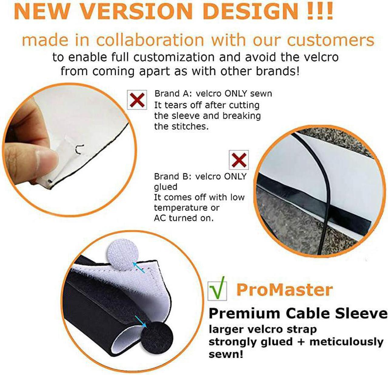 Alt view image 3 of 7 - Design PREMIUM 63 Cable Management Sleeve Best Cords Organizer System for TV Computer Office Home Entertainment DIY Adjustable Black White Cord Sleeves Wire Cover Concealer Wrap