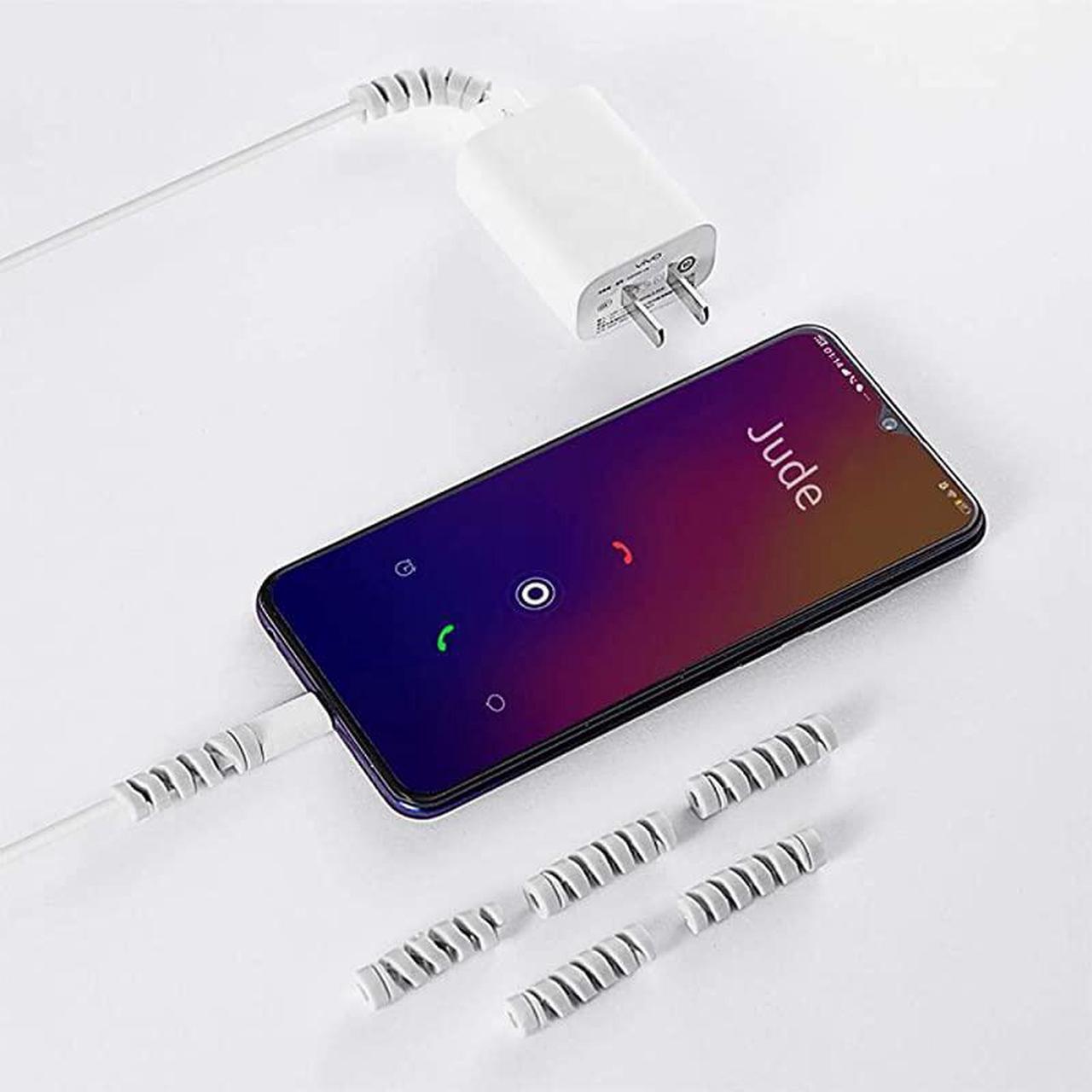 Alt view image 7 of 7 - Protector Spiral Phone Saver Lightning Charge Headphone USB Cord PC and Notebook Protector Fit for All Cell Phone 8 PCS Grey