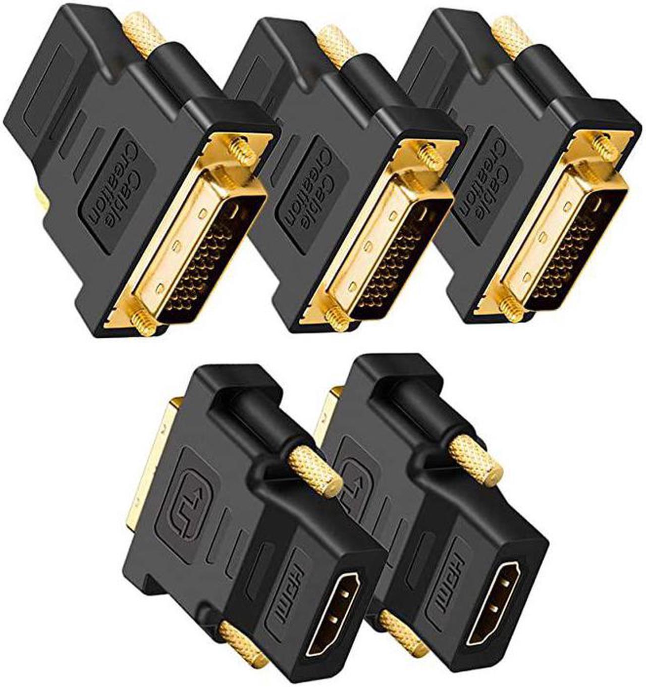 DVI to HDMI Adapter  5Pack BiDirectional DVID24+1 Male to HDMI Female Converter HDMI to DVI AdapterSupport 1080P 3D for PS3PS4TV BoxBlurayProjectorHDTV