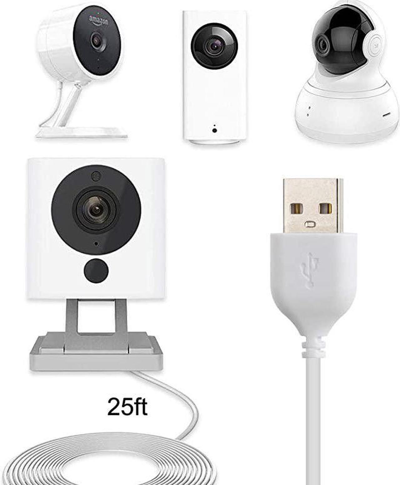 Alt view image 2 of 6 - 25ft Security Camera Micro USB Extension Cable Compatible for Wyze Cam Pan Blink Mini YI Home Camera White