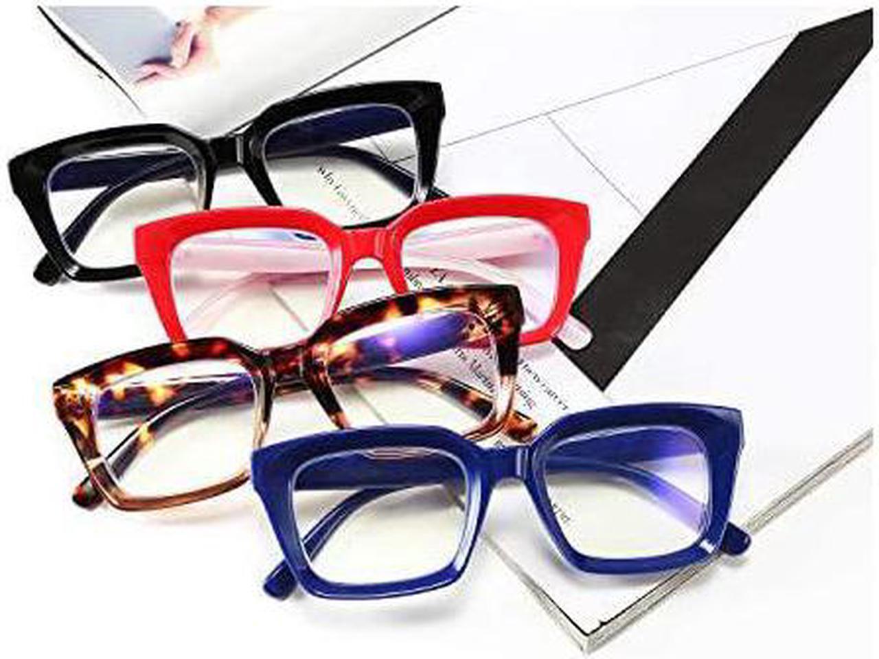 Alt view image 6 of 7 - Retro Square Blue Light Blocking Reading Glasses Anti Glare Digital Eyestrain Reader B2479 Red 125x