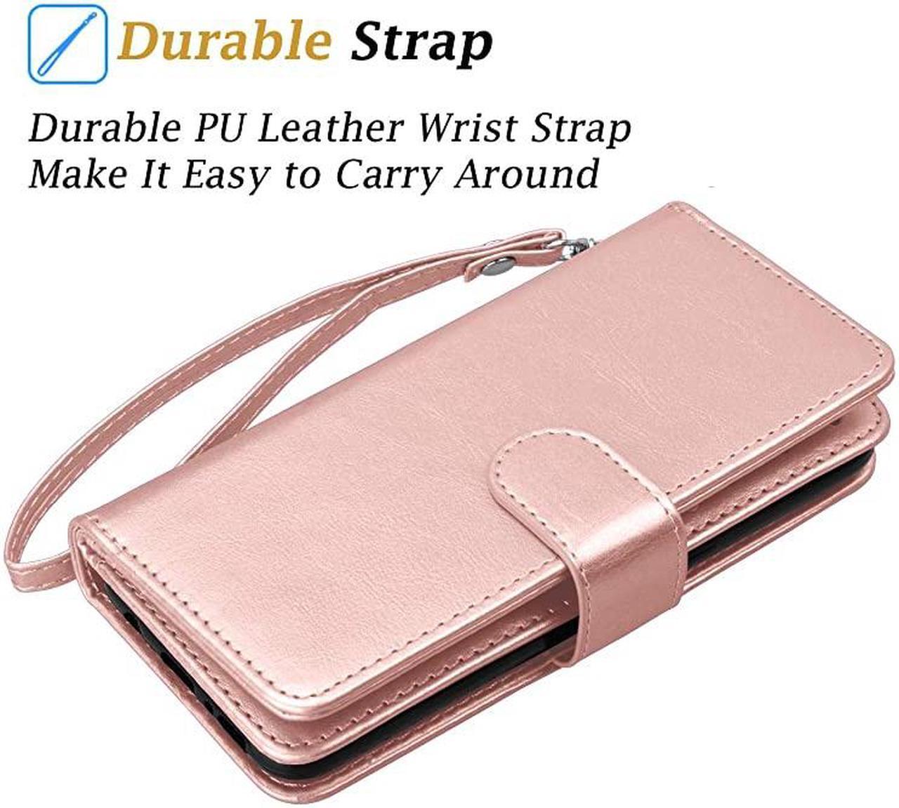 Alt view image 6 of 7 - LG Stylo 5 Wallet Case, LG Stylo 5 Plus/Stylo 5 Case Wallet PU Leather with 9 Card Slots ID Credit Card Holder Folio Flip Magnetic Detachable Phone Case & Wrist Strap for LG Stylo 5-Rose Gold