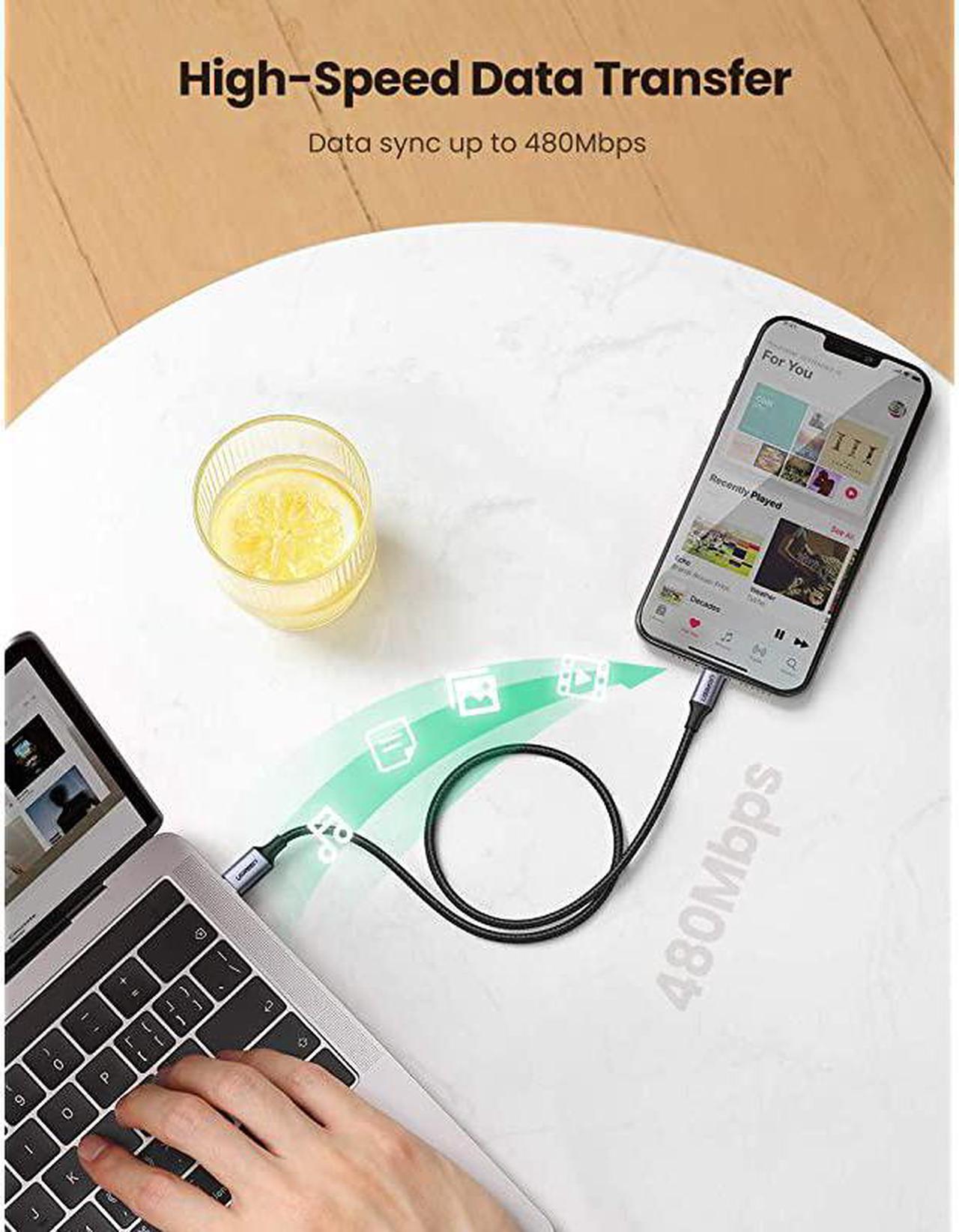 Alt view image 4 of 7 - USB-C to Lightning Cable 6FT MFi-Certified Nylon Braided Fast Power Delivery Charging Cable for iPhone 12 Mini 12 Pro Max 11 Pro Max XR XS Max 8 Plus AirPods Grey
