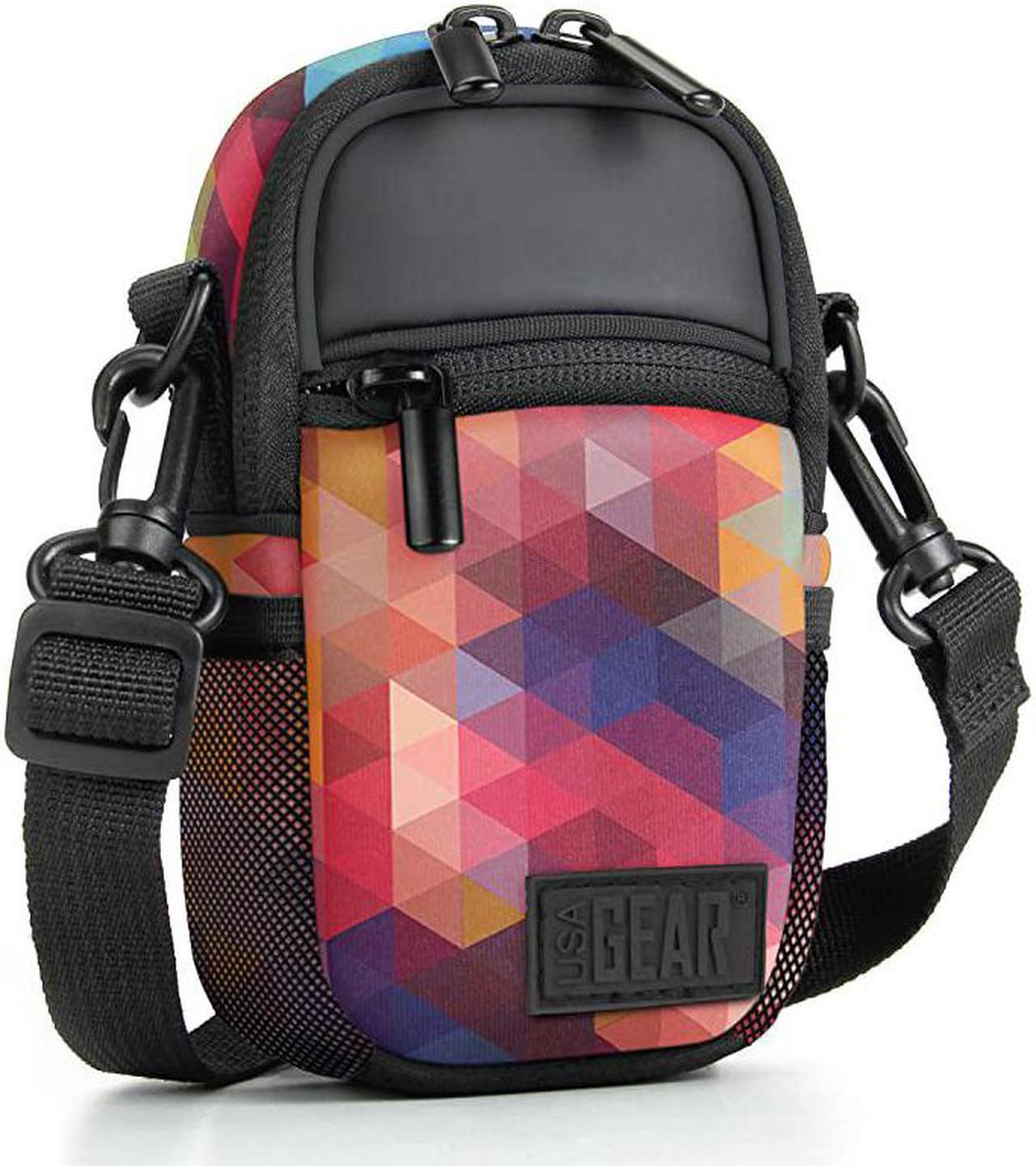 Main image of Compact Camera Case Point and Shoot Camera Bag with Accessory Pockets, Rain Cover and Shoulder Strap - Compatible with Sony CyberShot, Canon PowerShot ELPH, Nikon COOLPIX and More (Geometric)