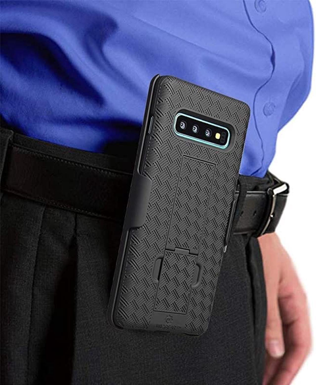 Alt view image 6 of 7 - Samsung Galaxy S10 Plus Holster  Shell Holster Combo Case for Samsung Galaxy S10 Plus Holster with KickStand and Belt Clip for S10 Plus Only